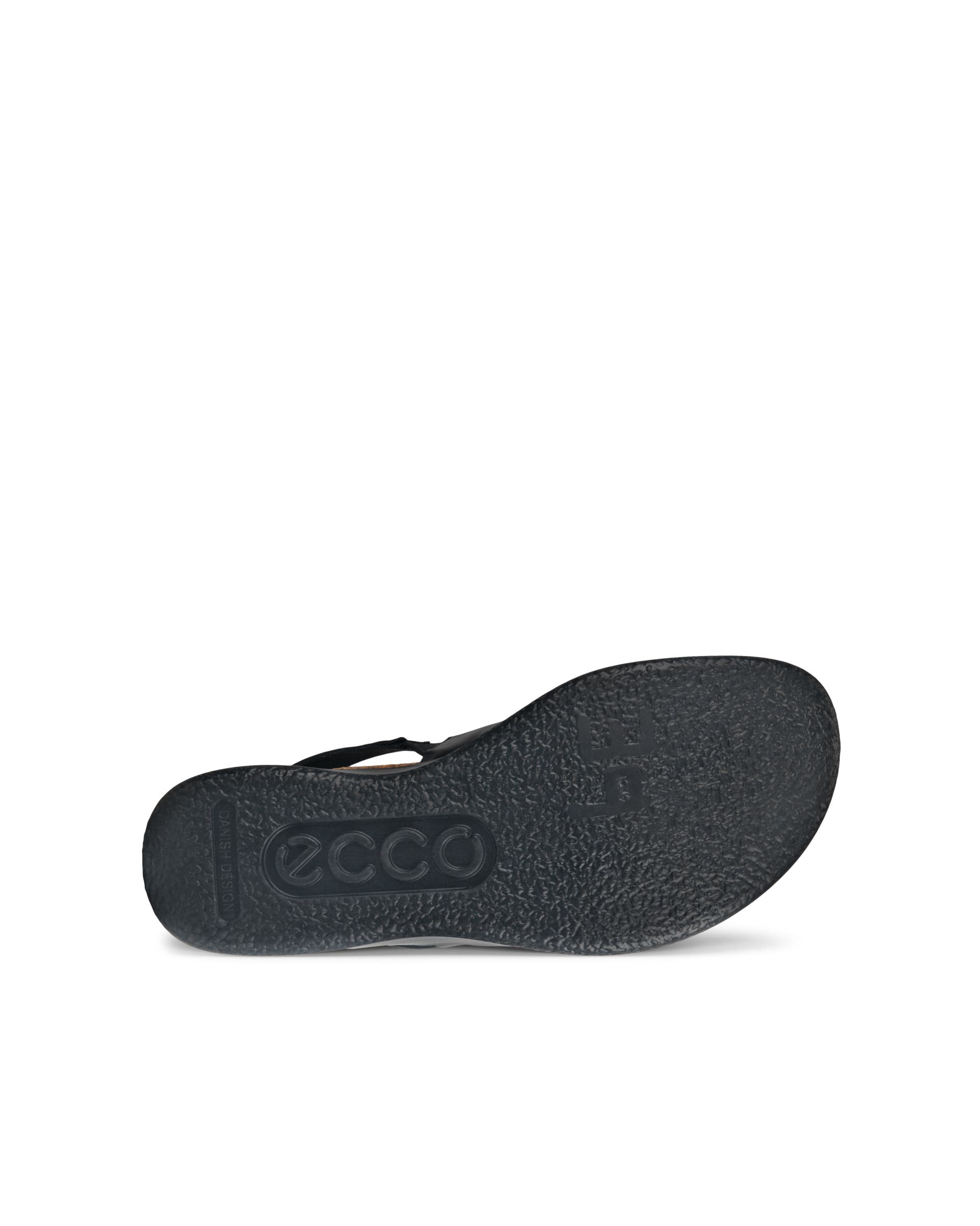 Women's ECCO® Flowt Wedge Cork Leather Cork Heeled Wedge Sandal - Black - Sole
