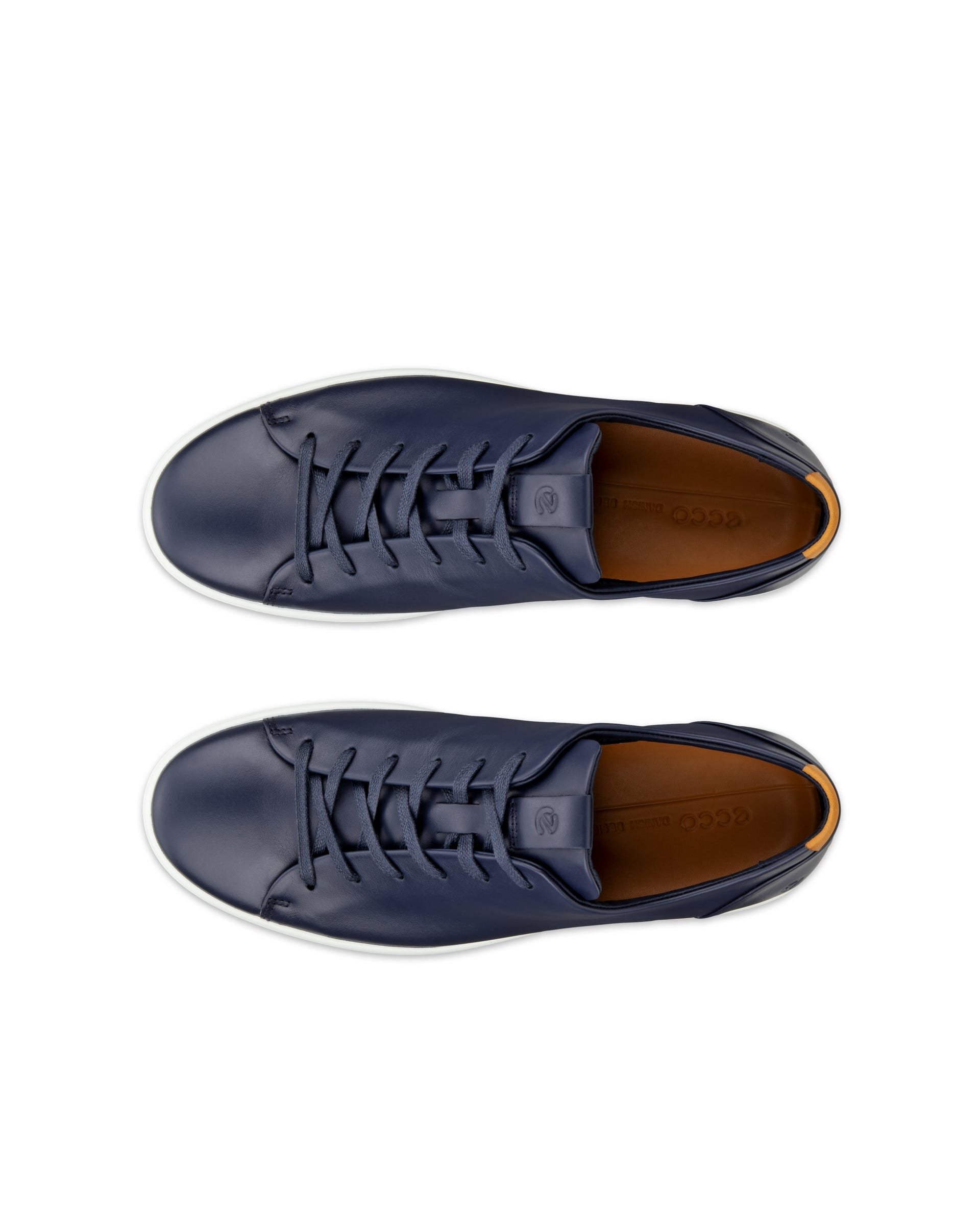 Men's ECCO® Soft 7 Leather Lace-Up Shoe - Blue - Top left pair