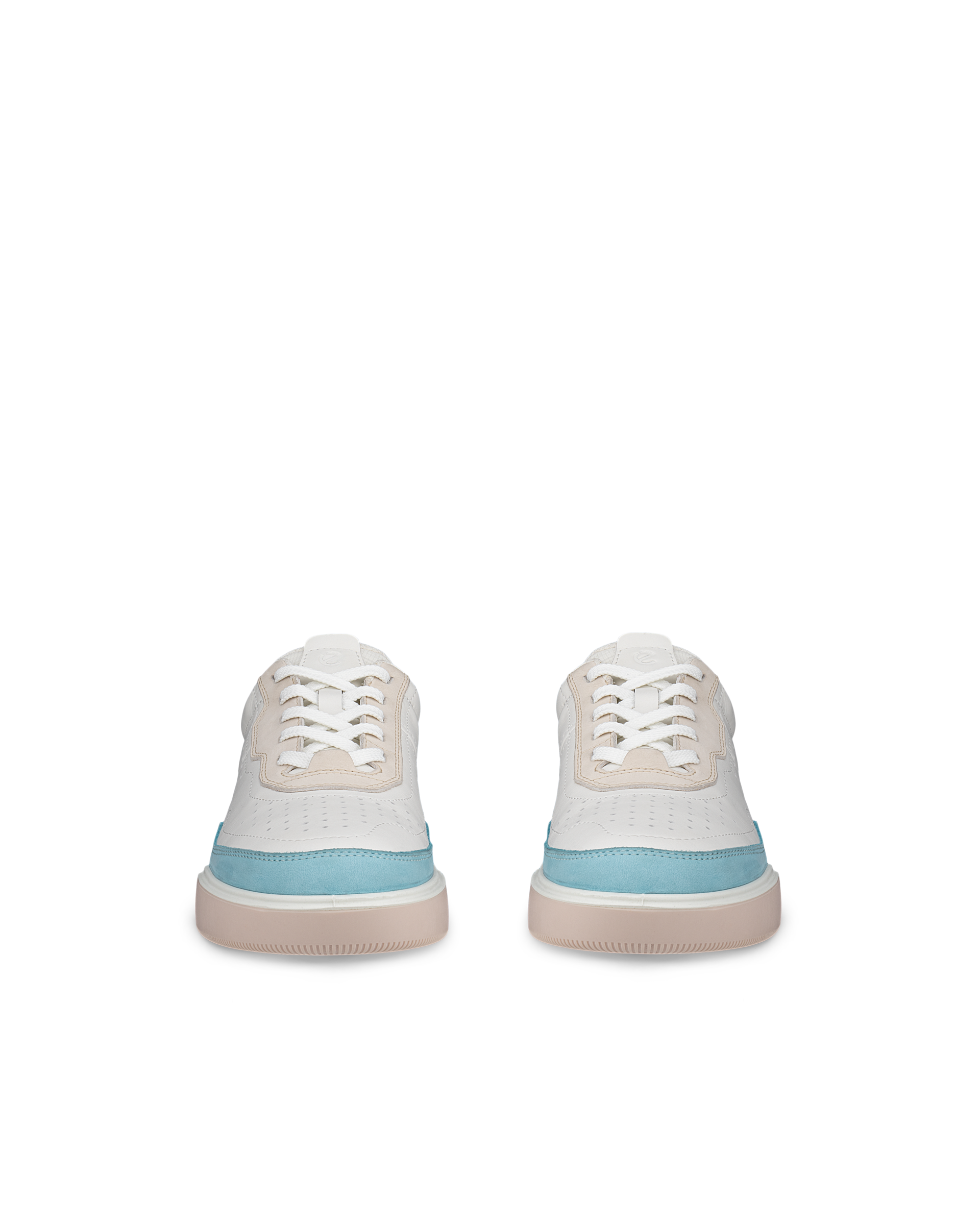 Women's ECCO® Street Court Leather Trainer - White - Front pair