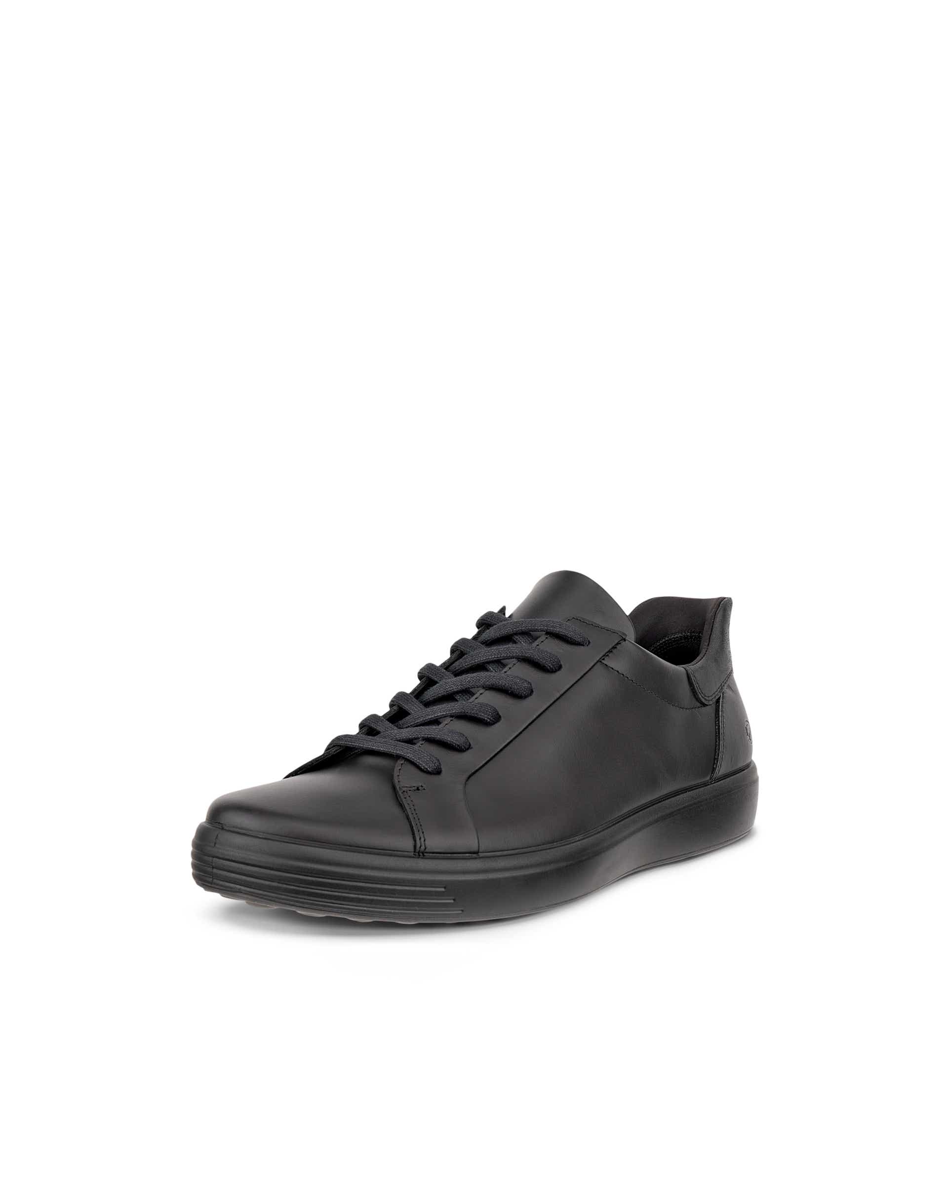Men's ECCO® SOFT 7 Leather Trainer - Black - Main