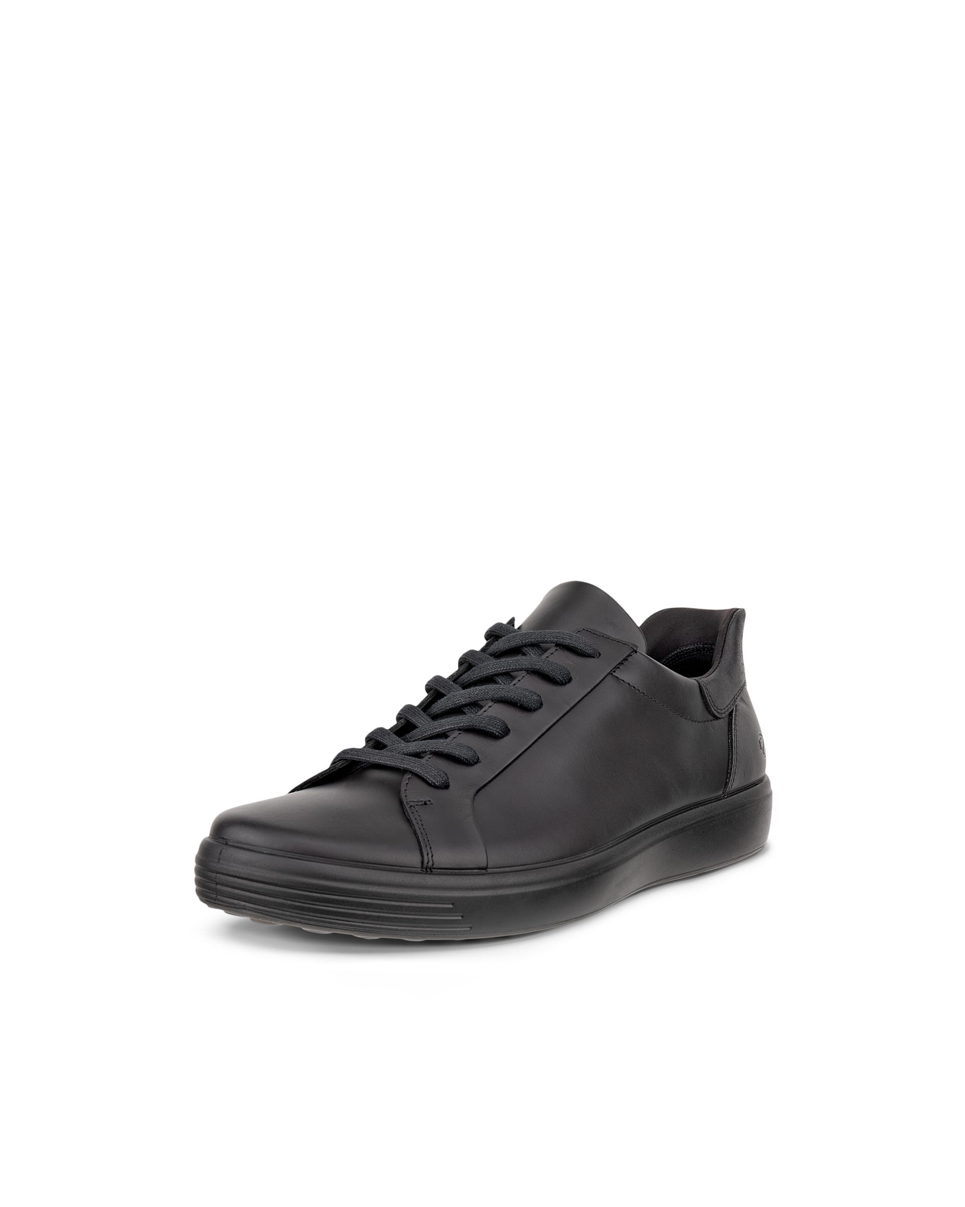 Men's ECCO® SOFT 7 Leather Trainer - Black - Main