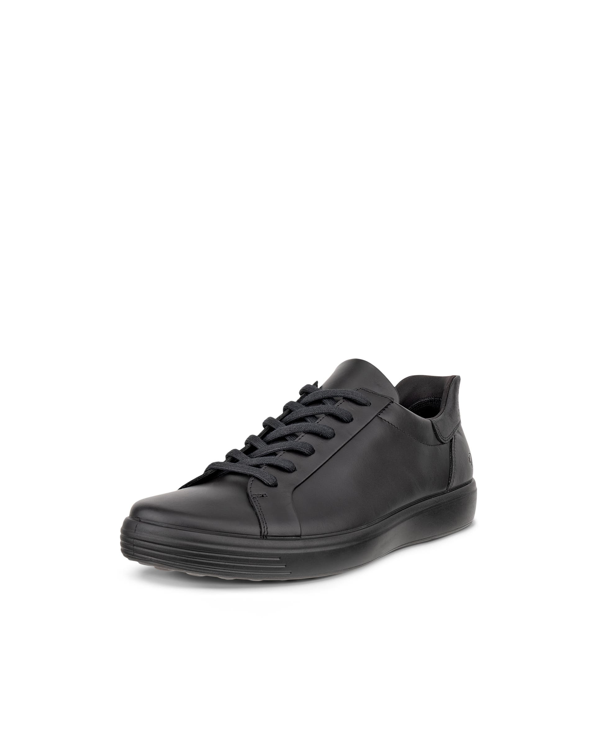 Men's ECCO® SOFT 7 Leather Trainer - Black - Main