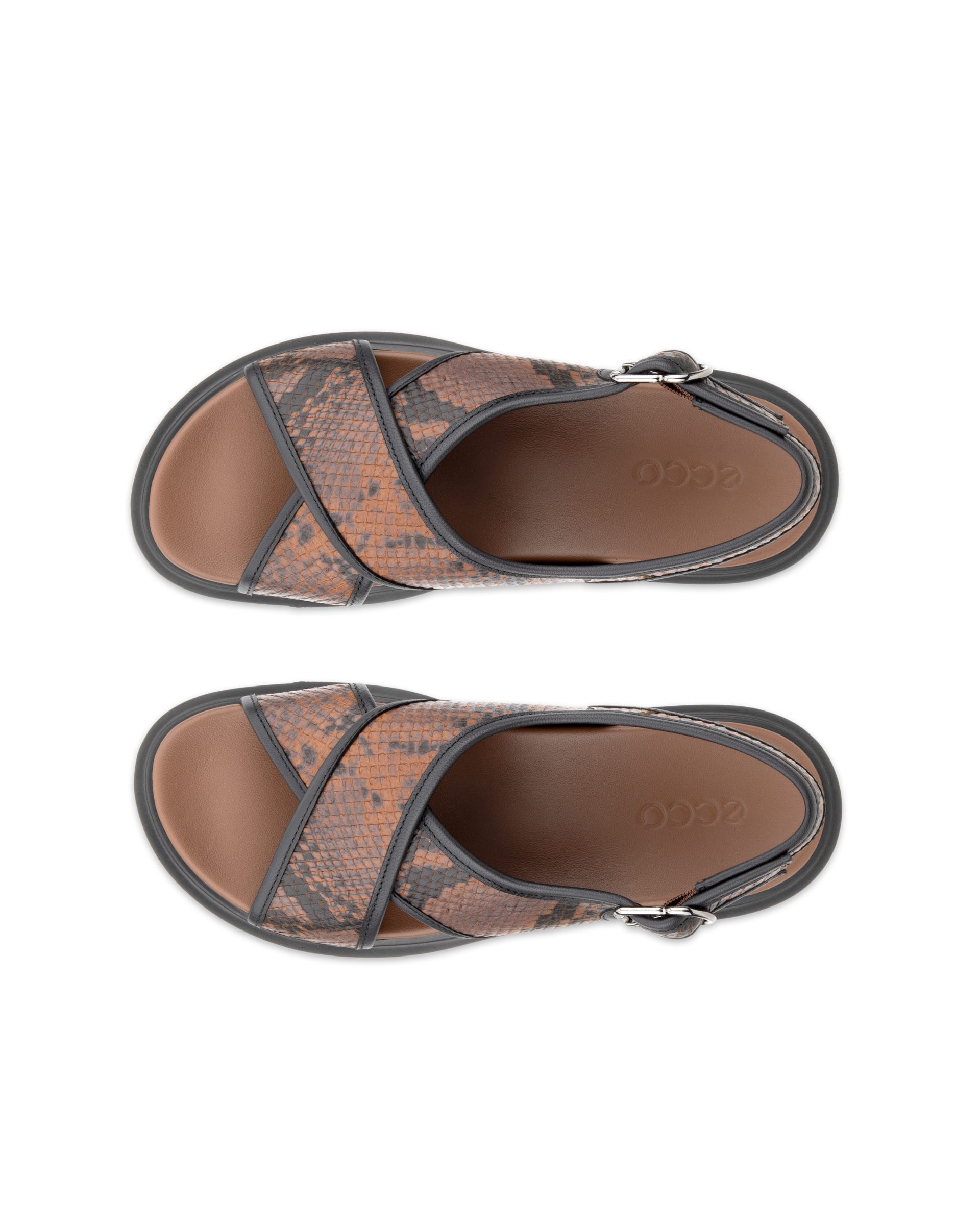 Women's ECCO® Metropole Seoul Leather Slingback Sandal - Brown - Top left pair