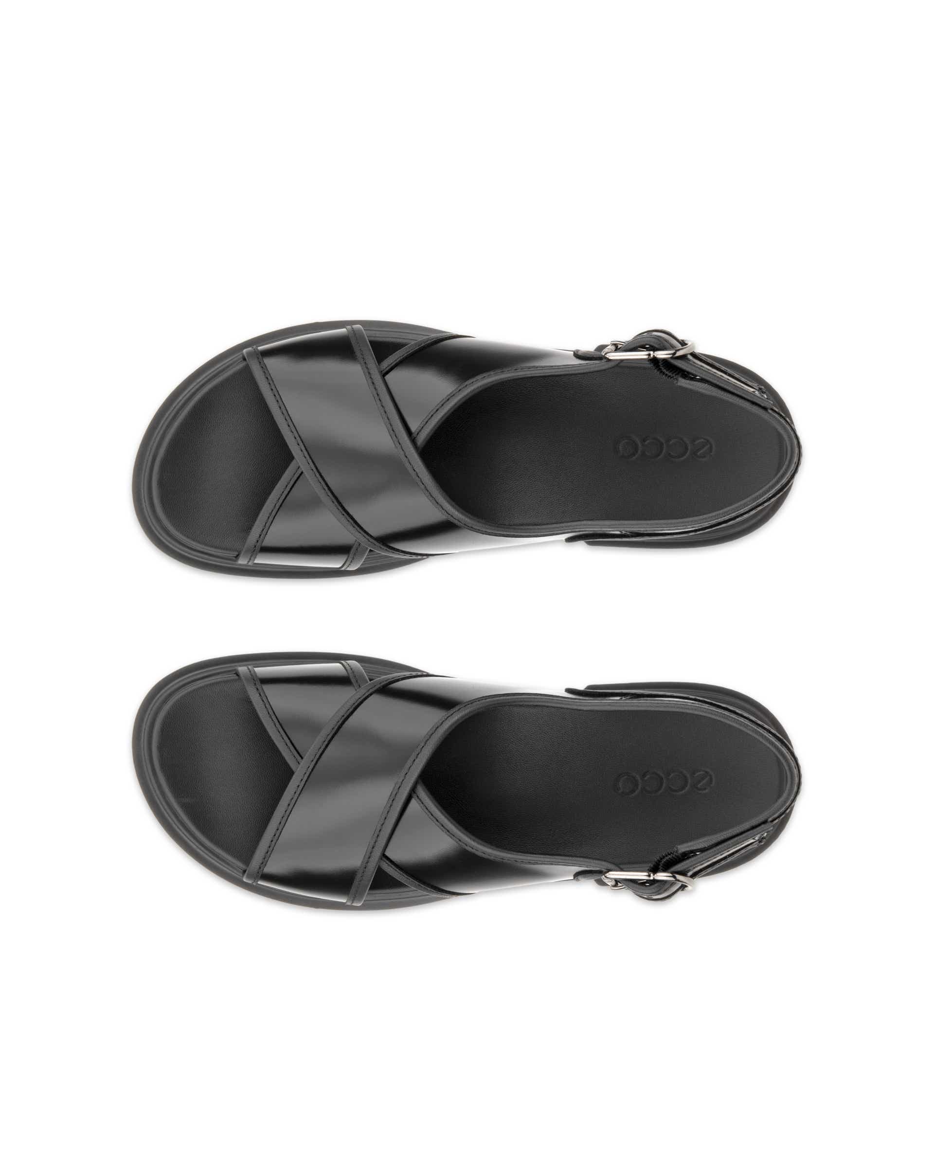 Women's ECCO® Metropole Seoul Leather Slingback Sandal - Black - Top left pair