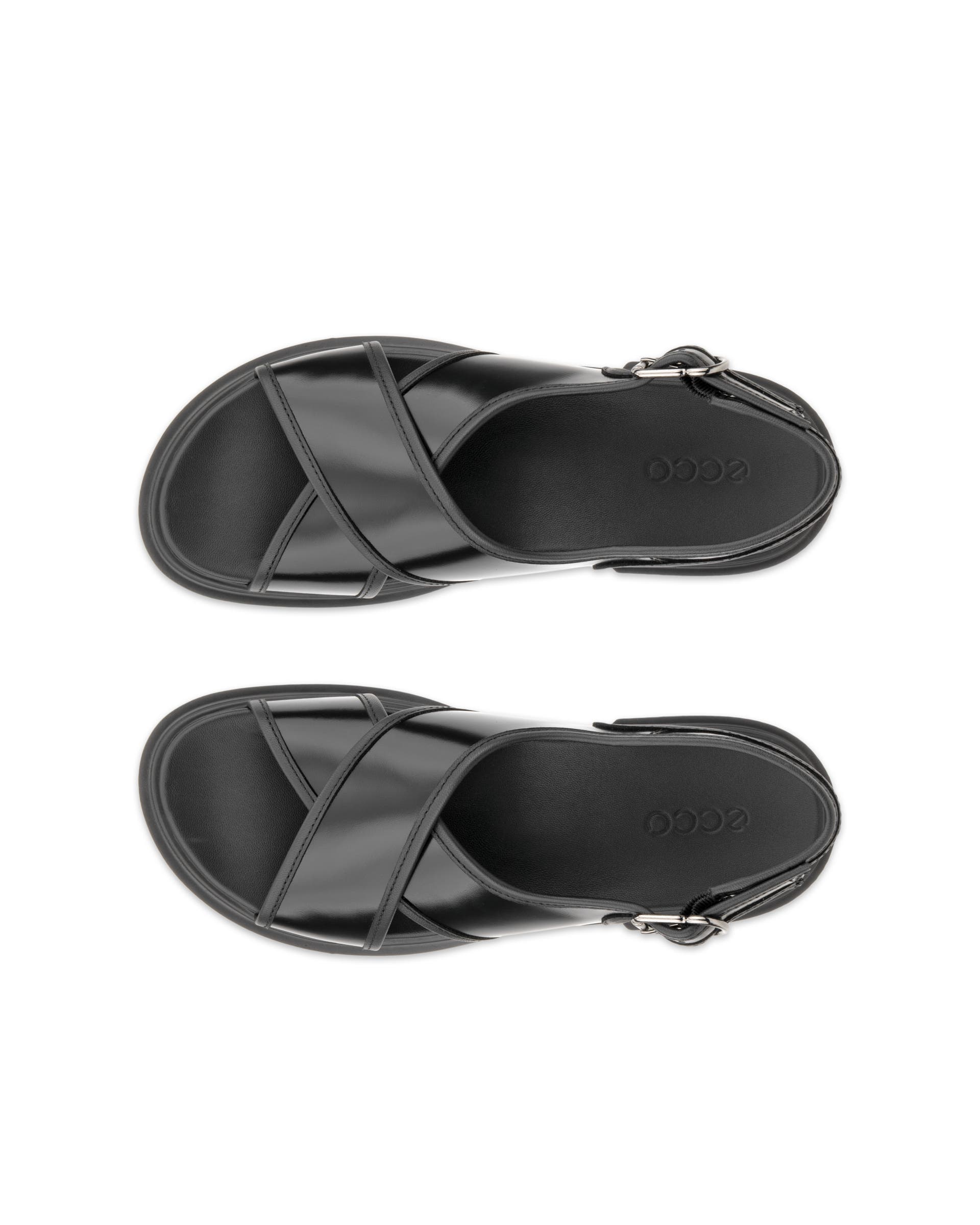 Women's ECCO® Metropole Seoul Leather Slingback Sandal - Black - Top left pair