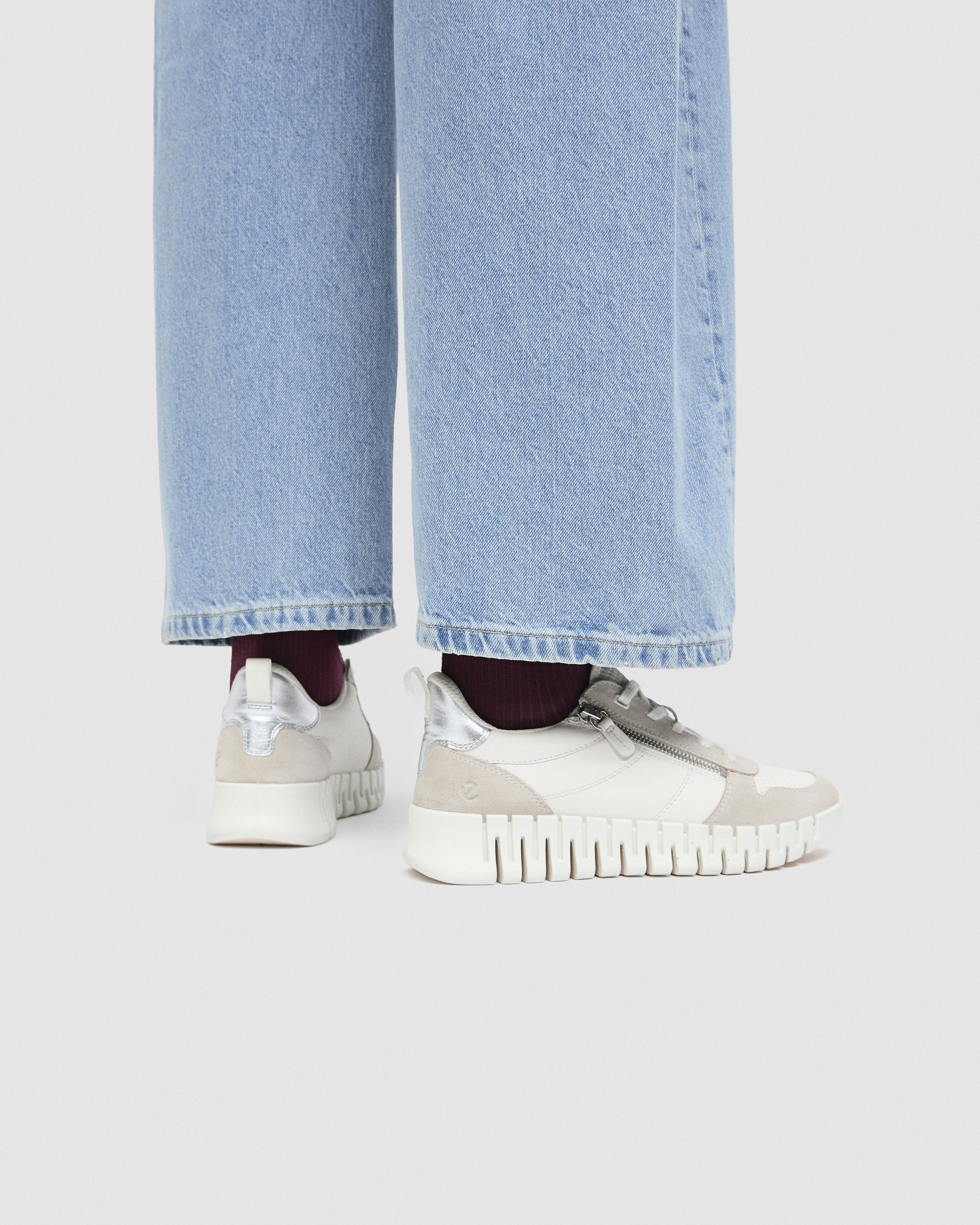 ECCO GRUUV SIDE ZIP LACE W ウィメンズ レザースニーカー | ホワイト