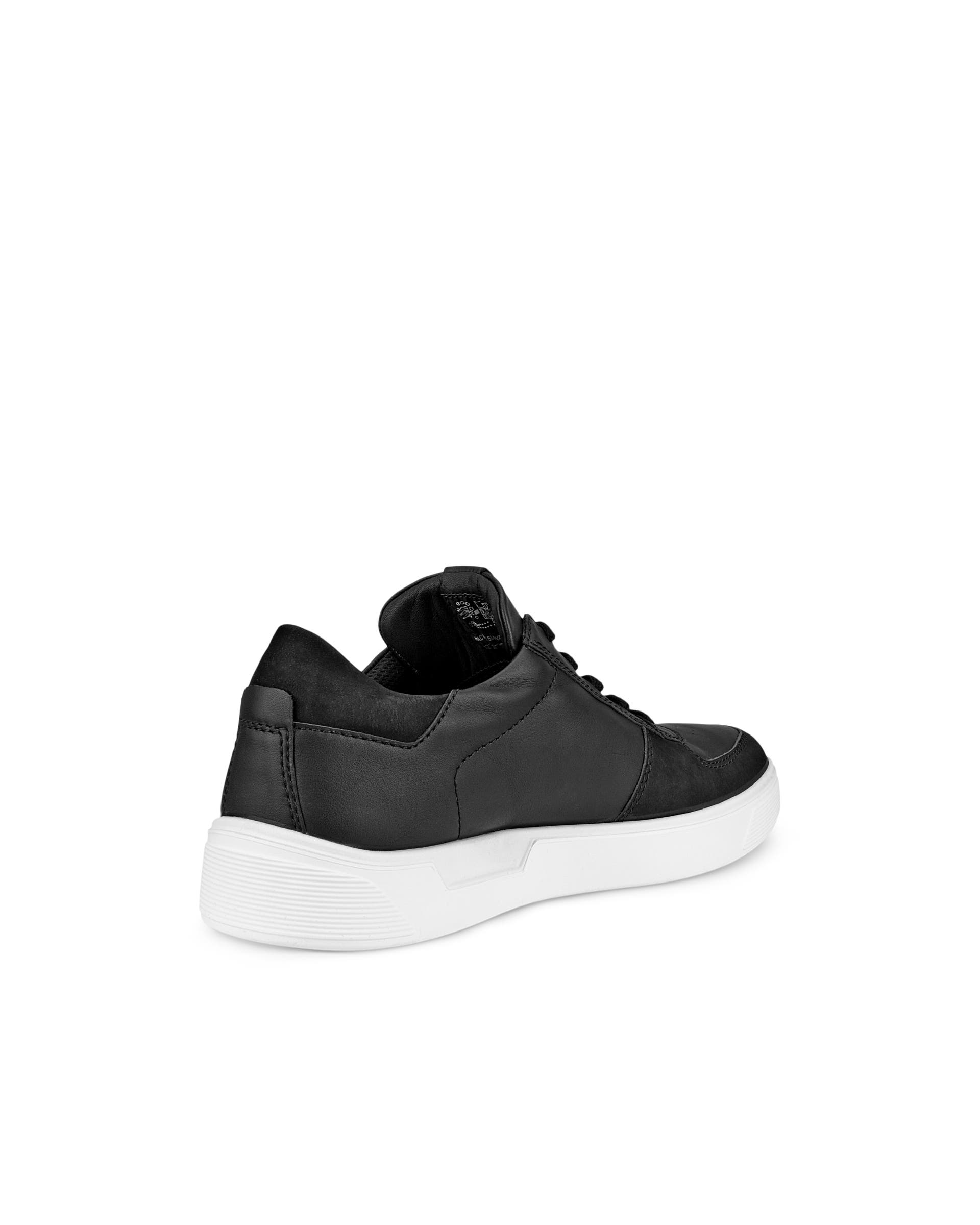 Men's ECCO® Street Tray Leather Sneaker - Black - Back
