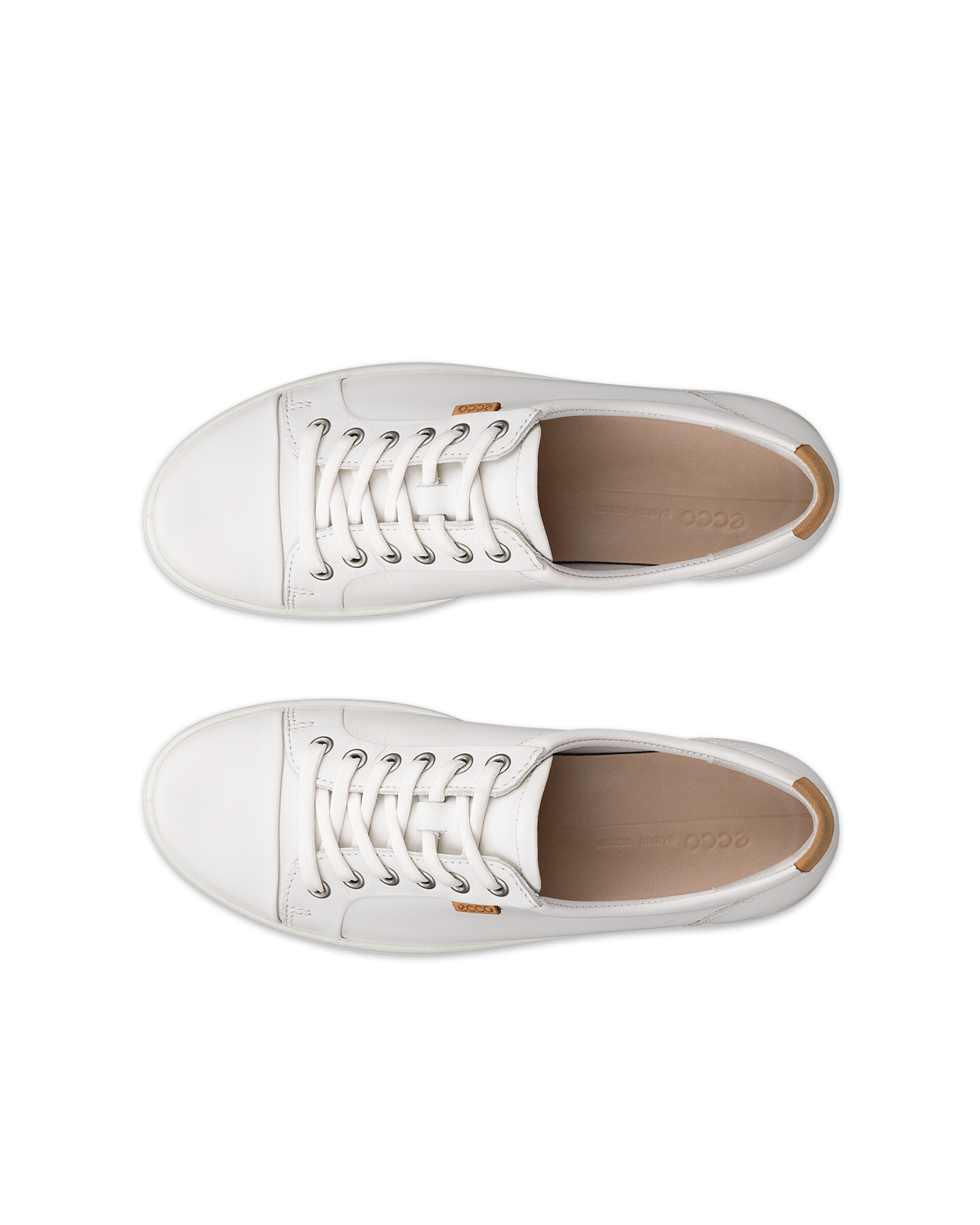 Women's ECCO® Soft 7 Leather Trainer - White - Top left pair