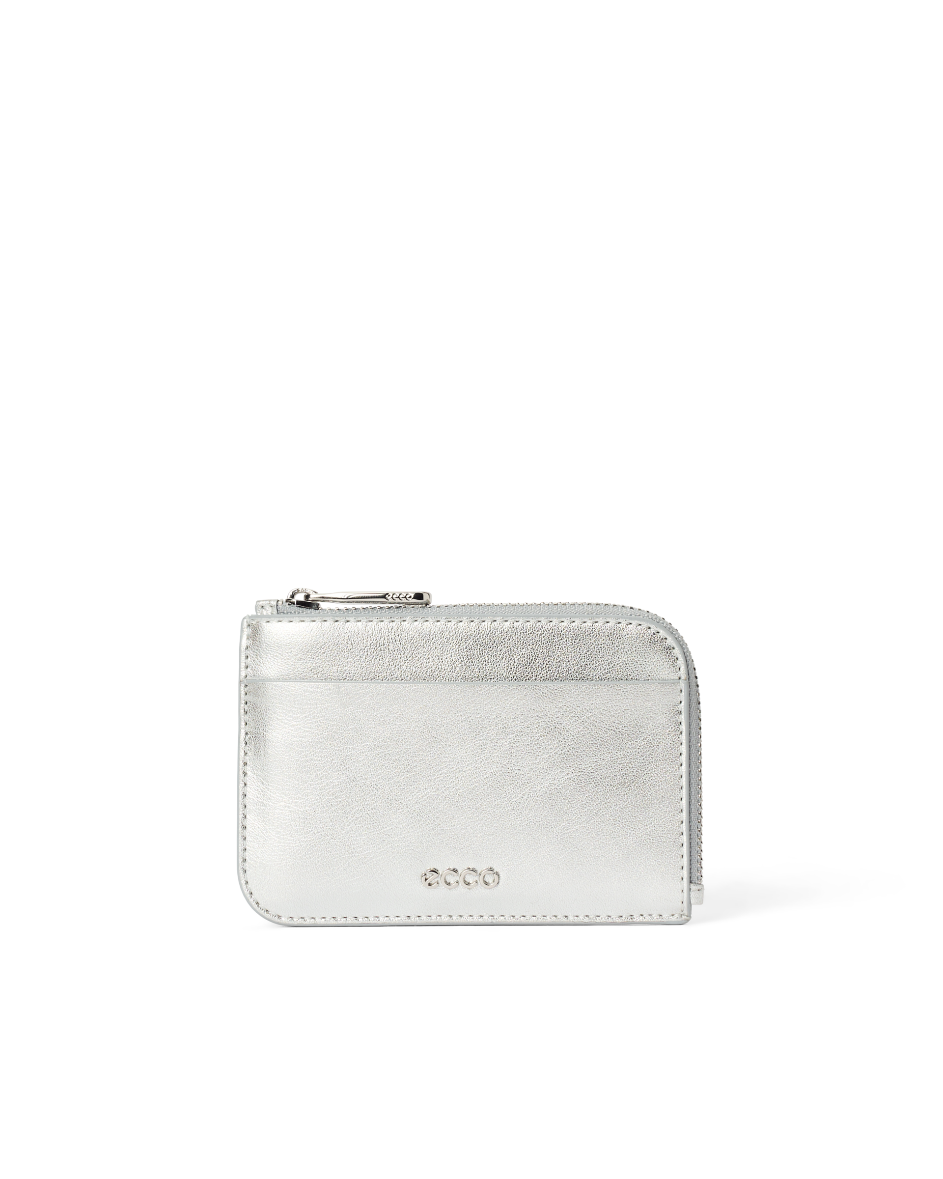 ECCO Card Case Zipped - Women's Leather Card Case - Silver