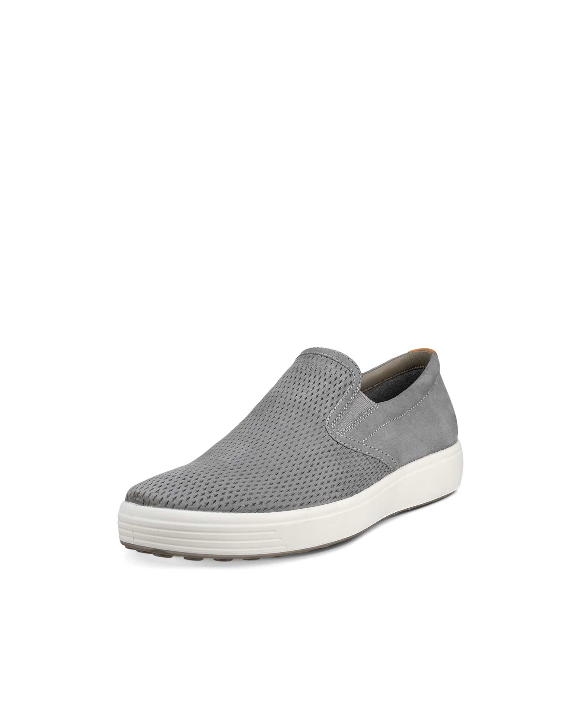 ECCO Men Soft 7  Slip On Leather Sneakers - Grey - Main