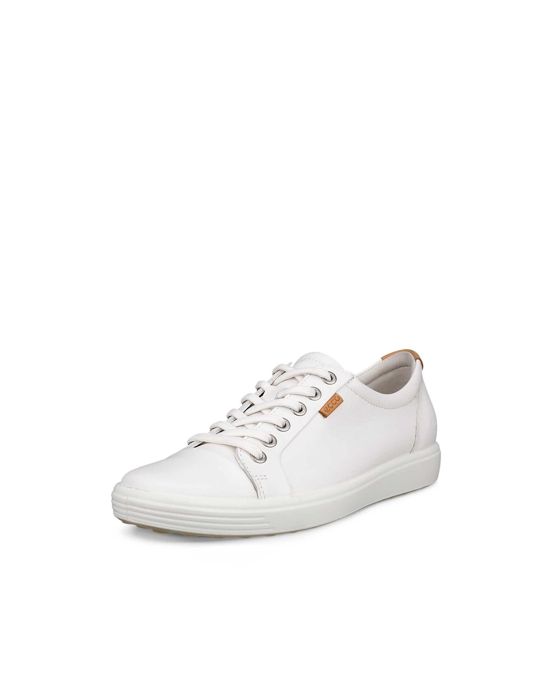 Women's ECCO® Soft 7 Leather Trainer - White - Main