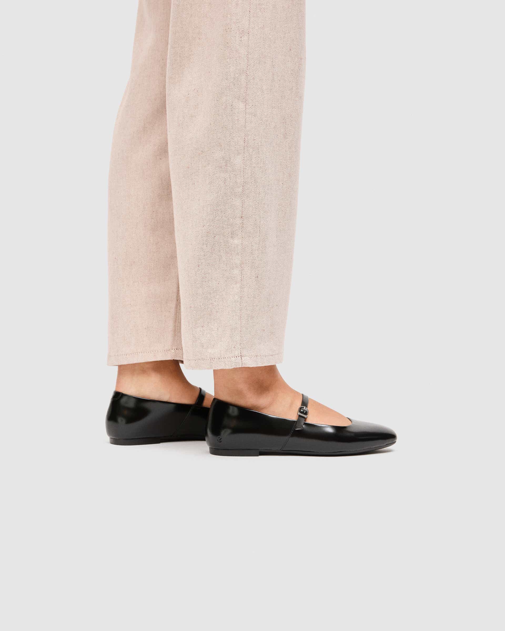 Women's ECCO® Margot Leather Mary Jane Flat - Black - Lifestyle image-1