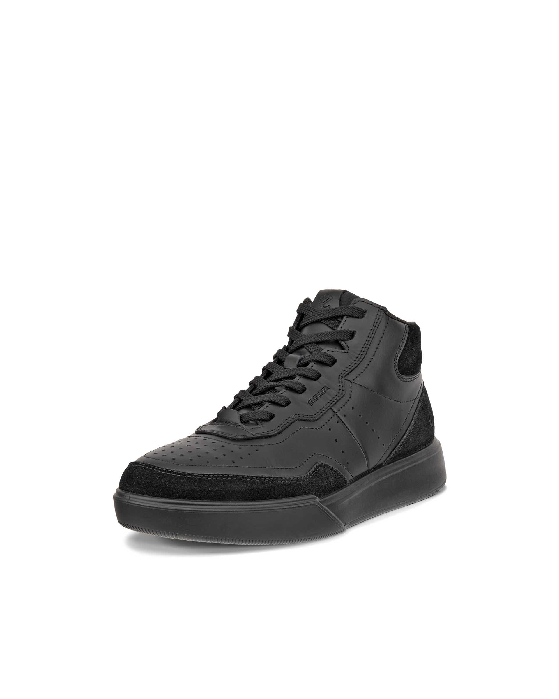 ECCO® STREET COURT dames hoge sneaker in leer - Zwart - Main