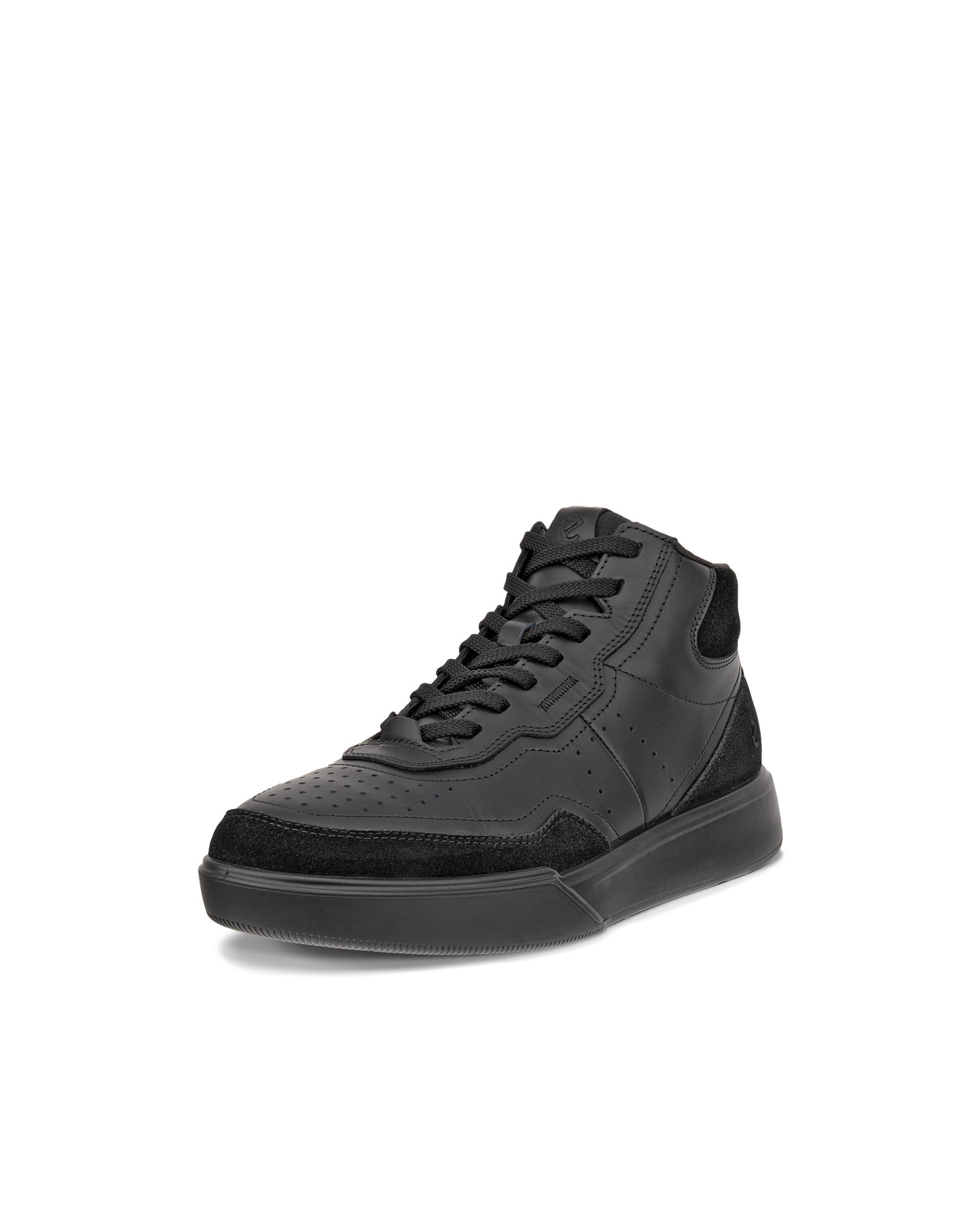 ECCO® STREET COURT dames hoge sneaker in leer - Zwart - Main