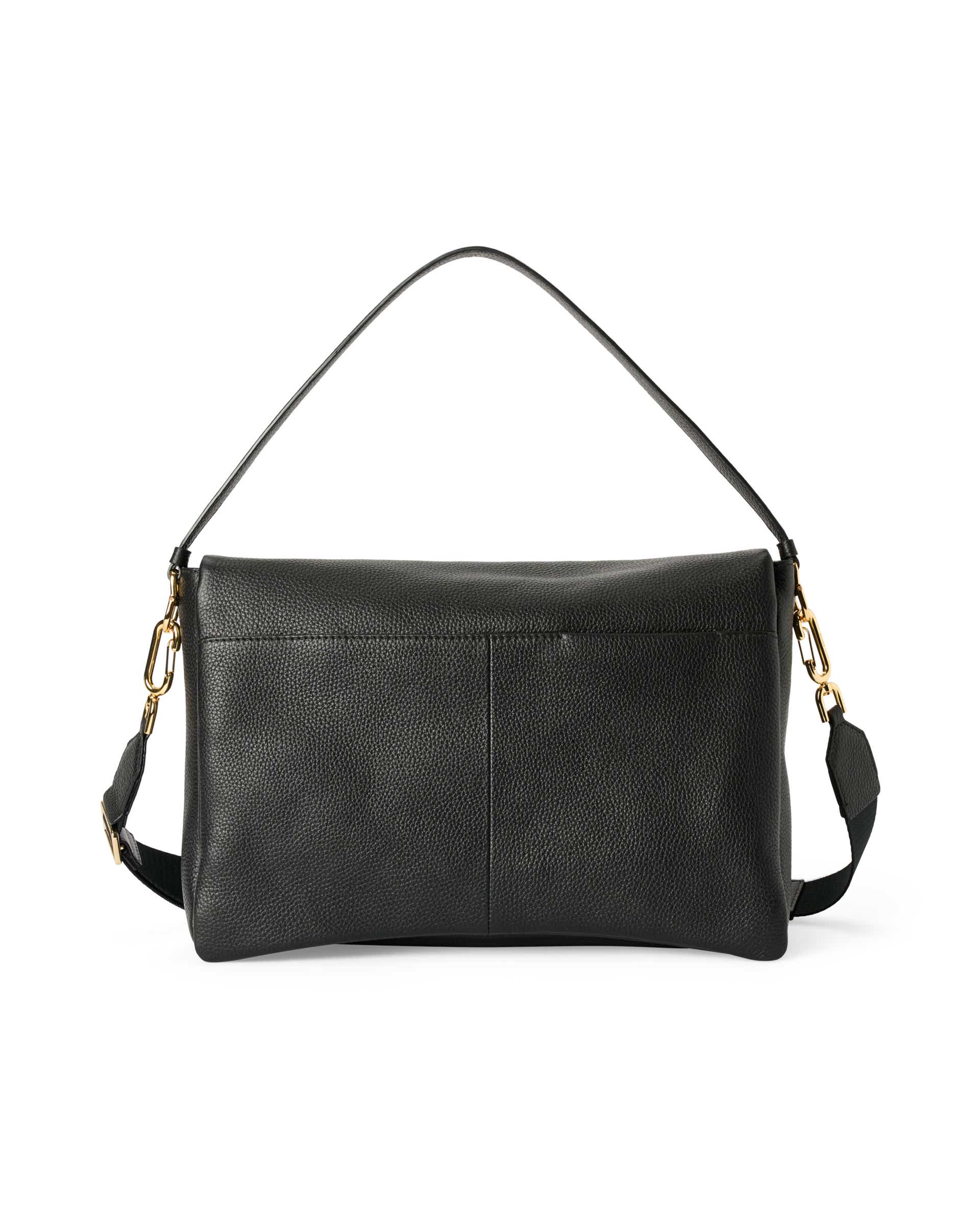 ECCO® Extra-Large Pinch Leather Shoulder Bag | Black