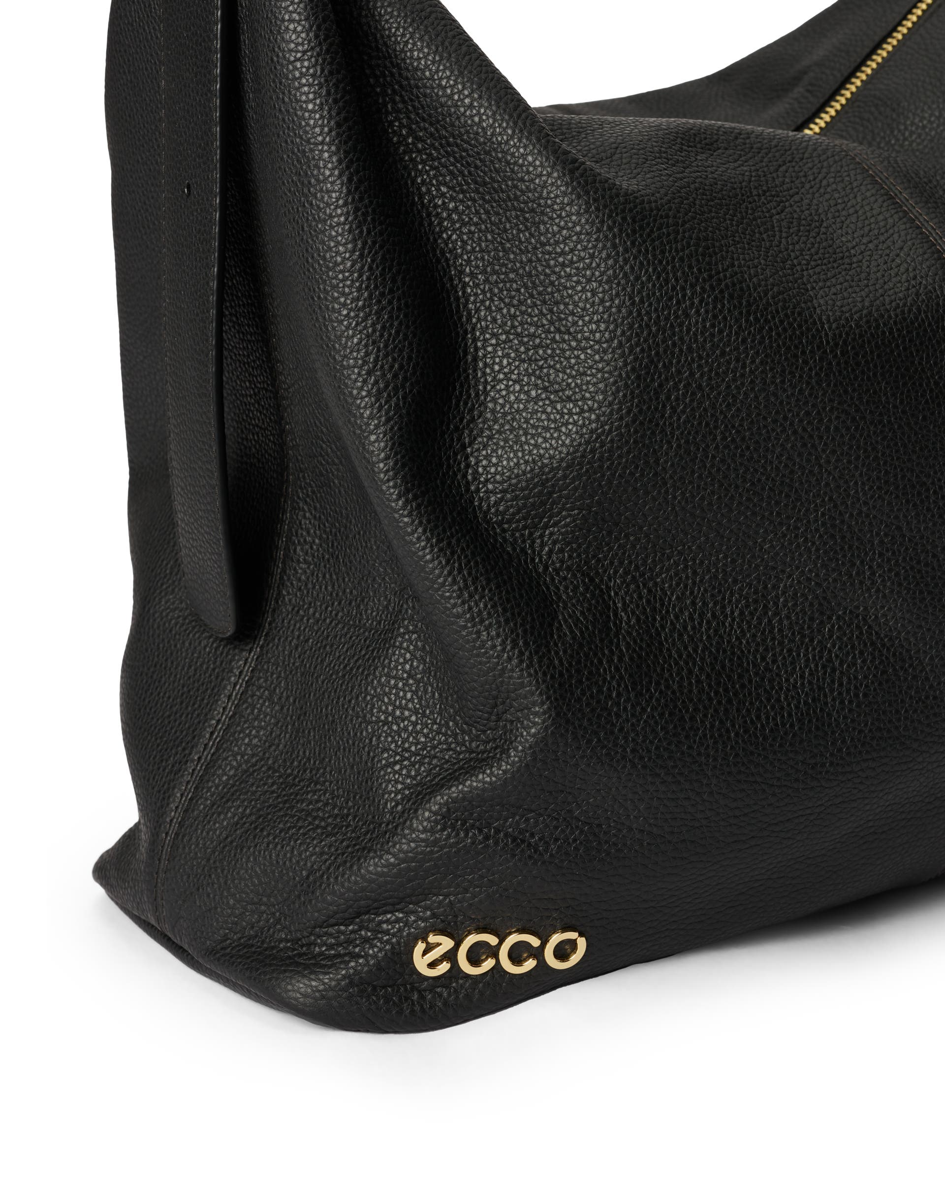 ECCO Hobo Large Soft Pebbled レザーホーボーバッグ - ブラック - Detail-1