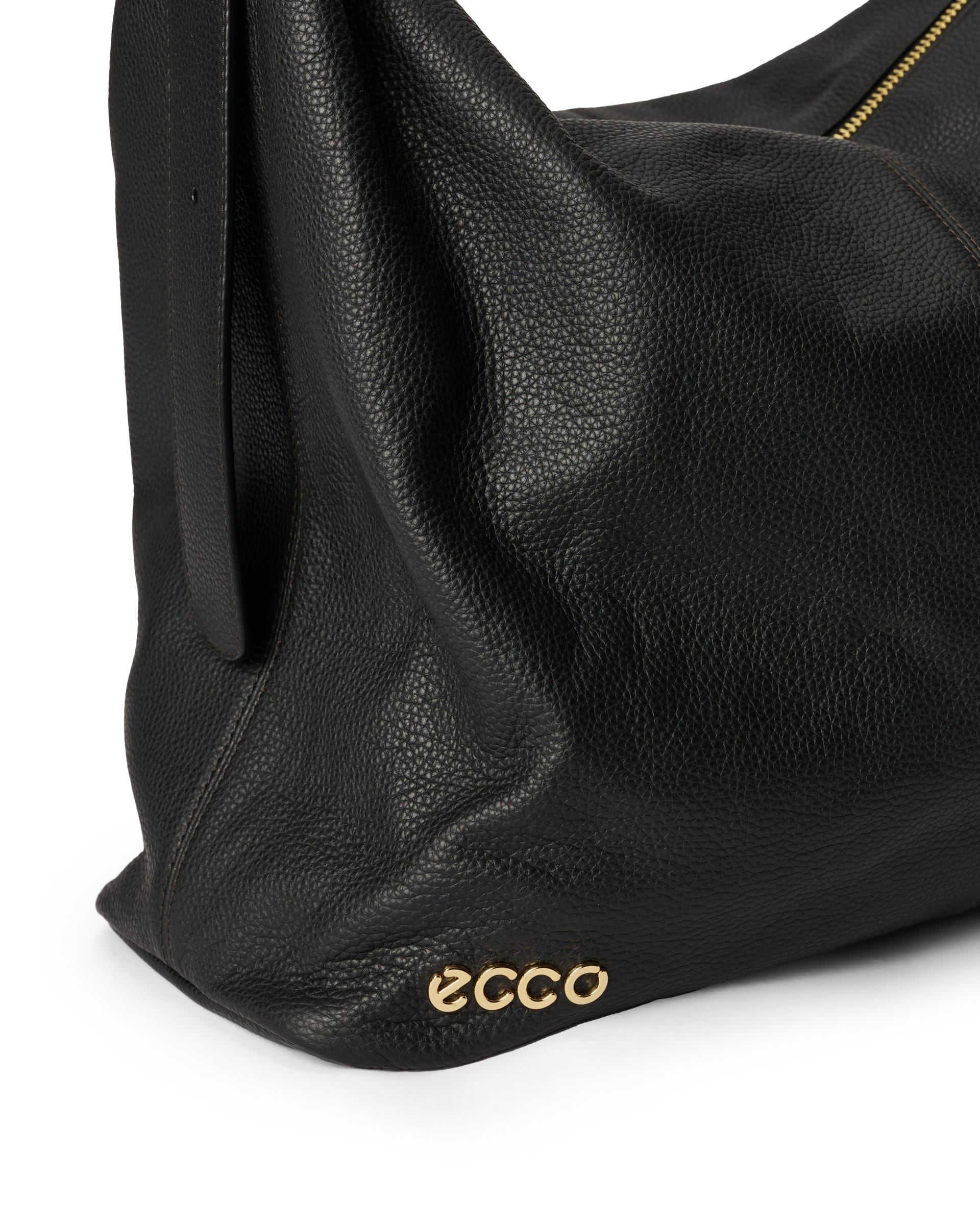 ECCO Hobo Large Soft Pebbled レザーホーボーバッグ - ブラック - Detail-1