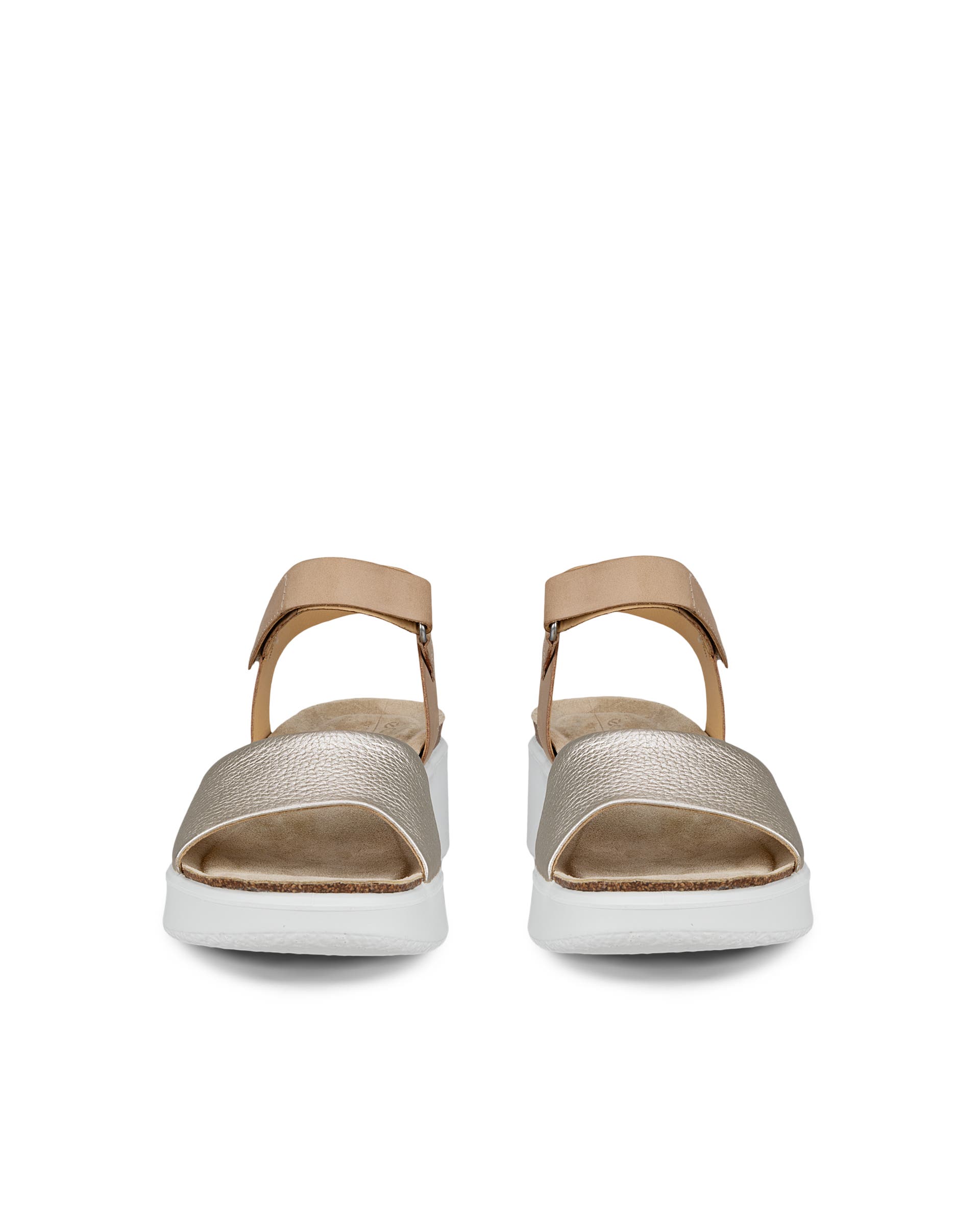 ECCO® Flowt Damen Korksandale aus Leder mit Keilabsatz - Braun - Front pair