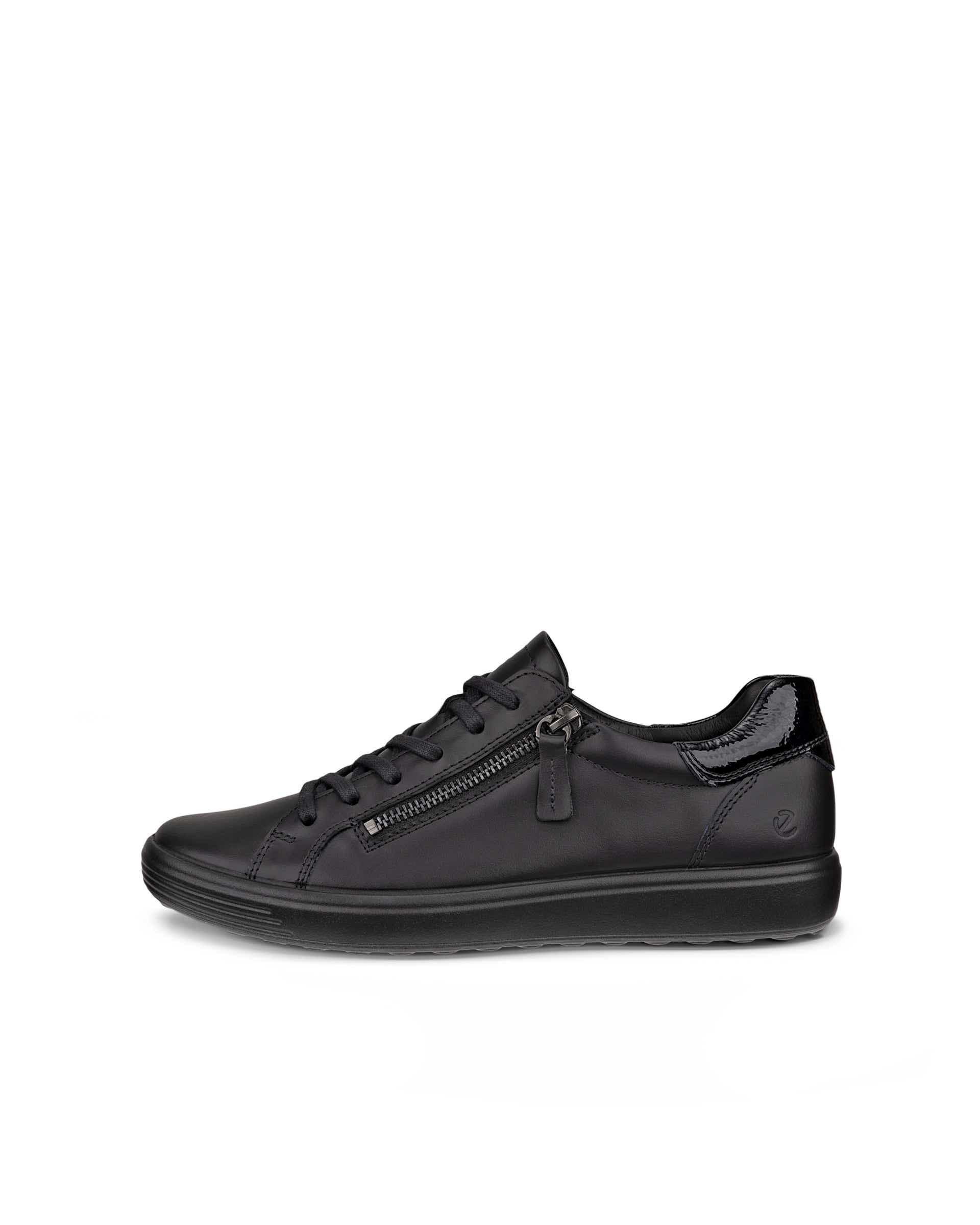 Women's ECCO® SOFT 7 Leather Trainer - Black - Outside