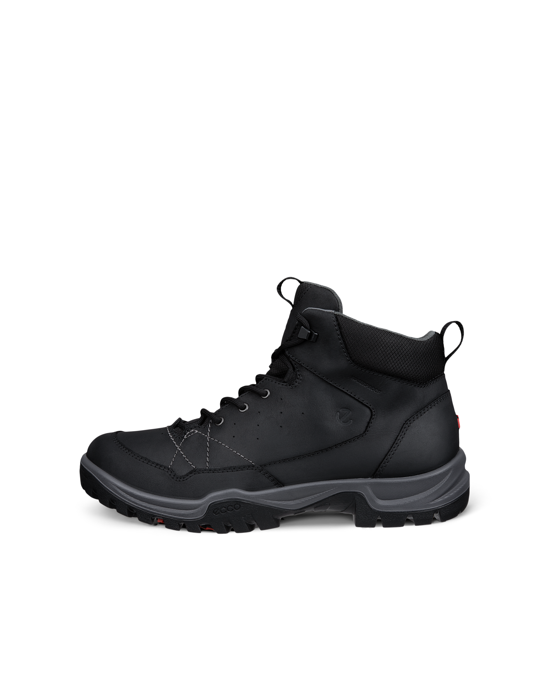 ECCO RECEPTOR TREKK - Men's Nubuck Waterproof Mid-Cut Outdoor Boot - Black - 42