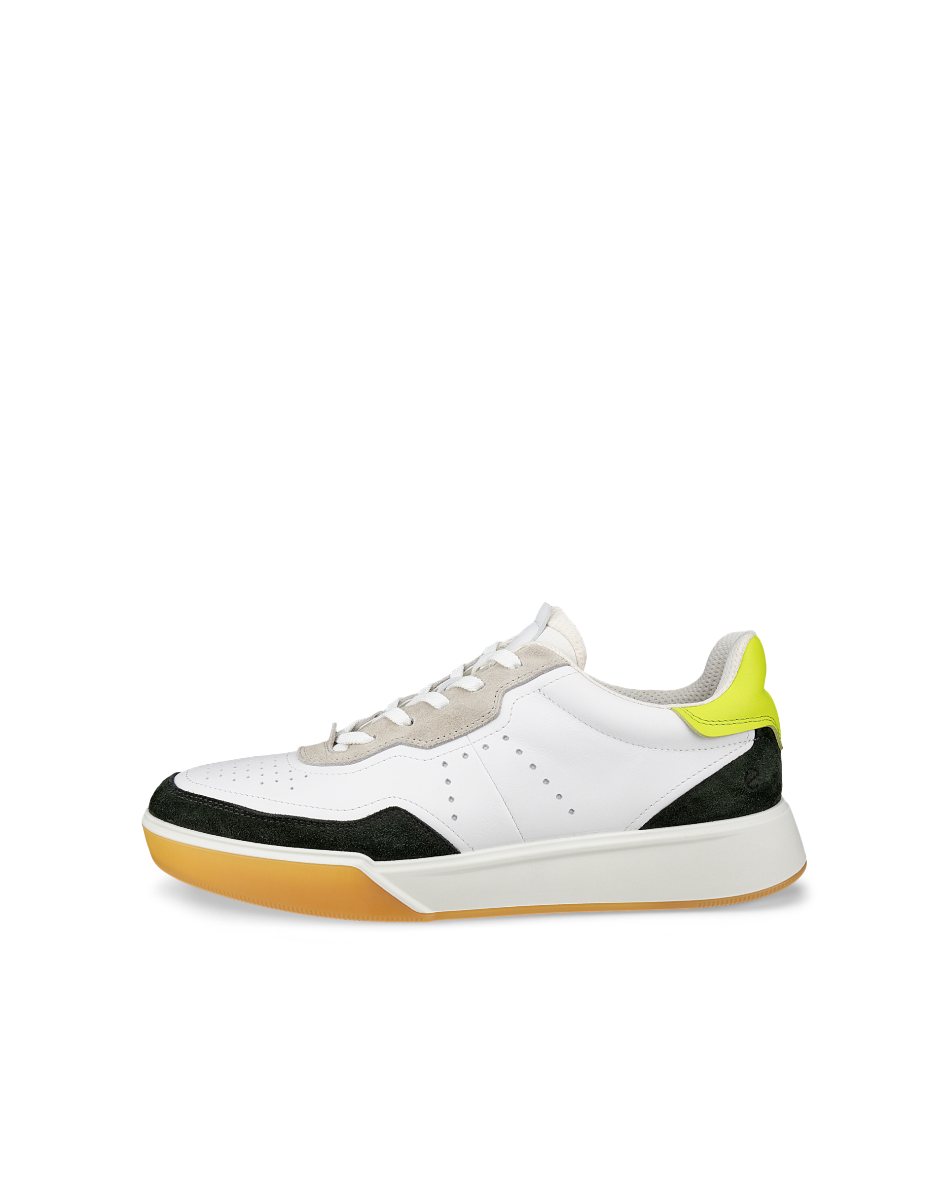 Men's ECCO® Street Court Leather Trainer - White - Outside
