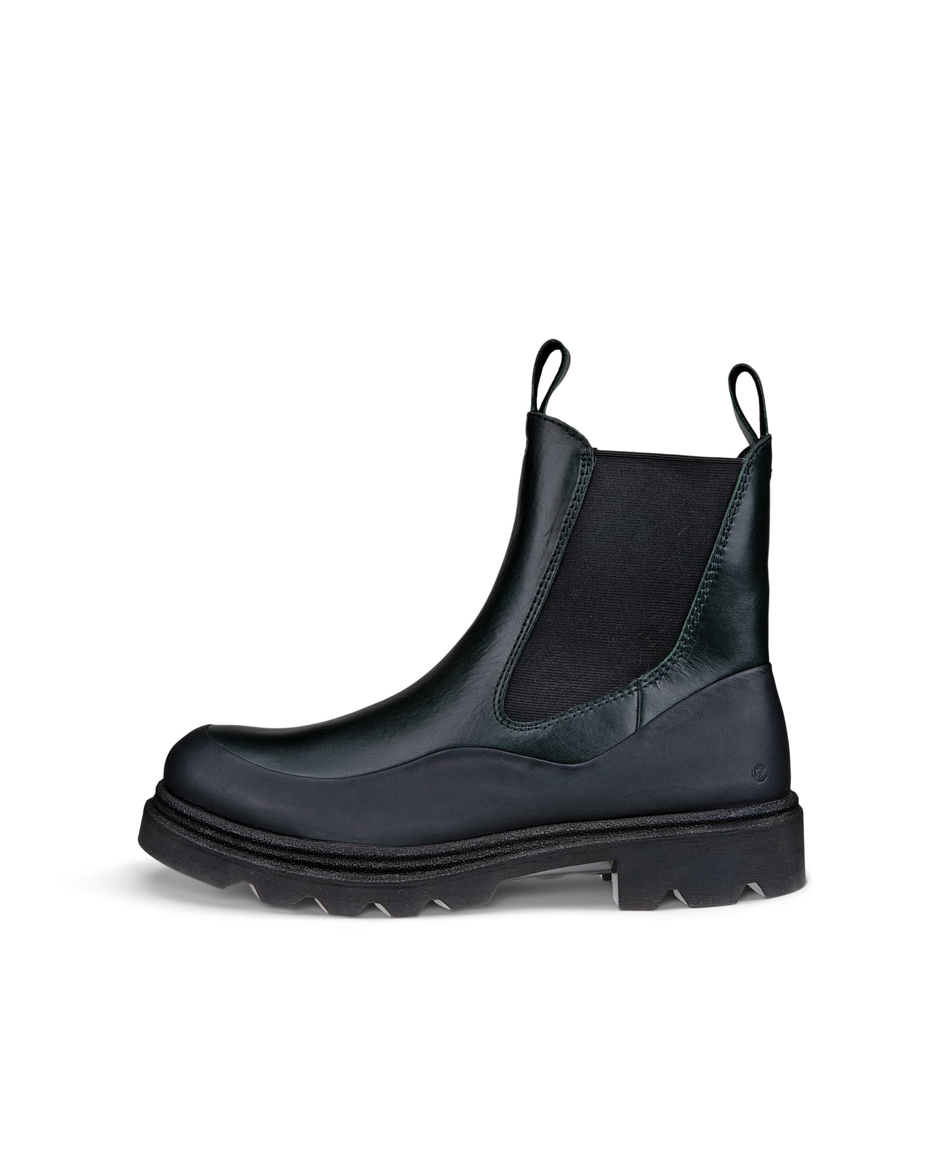 Women's ECCO® Grainer Leather Chelsea Boot - Green - Outside