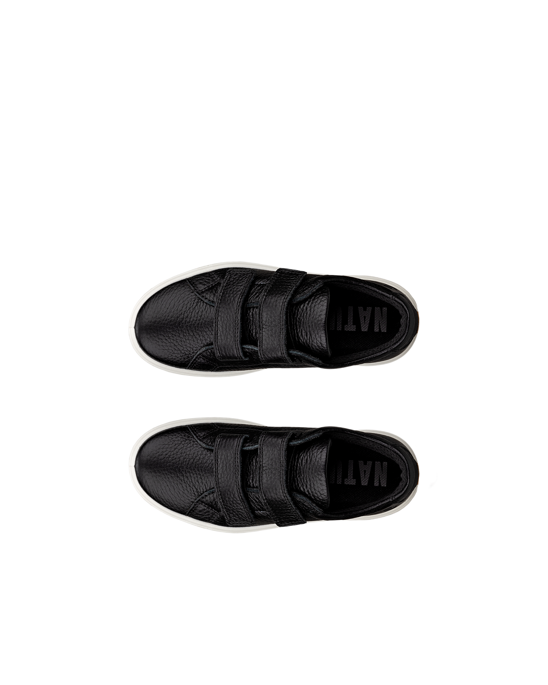 Kids' ECCO® Soft 60 Leather Two-Strap Sneaker - Black - Top left pair