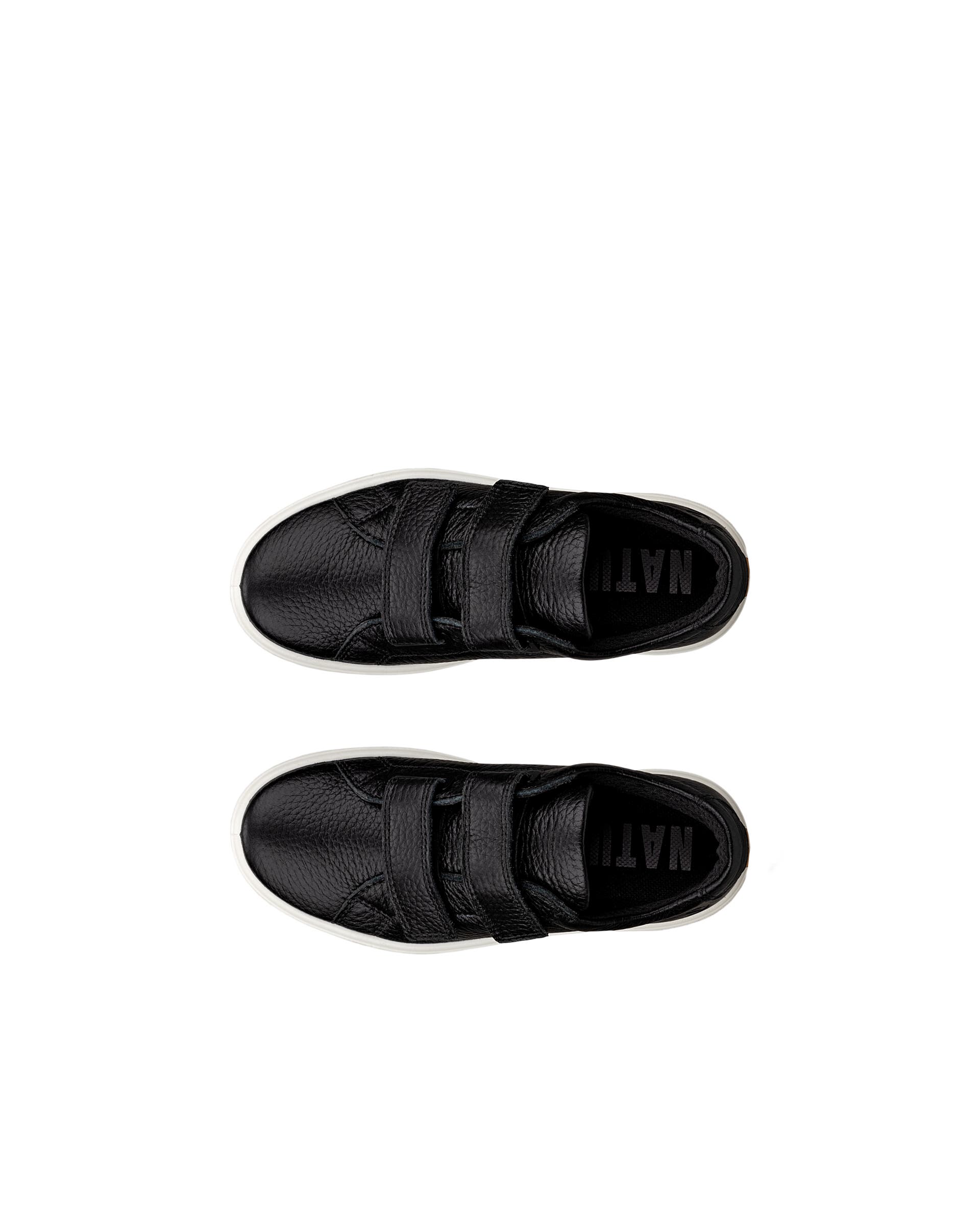 Kids' ECCO® Soft 60 Leather Two-Strap Sneaker - Black - Top left pair
