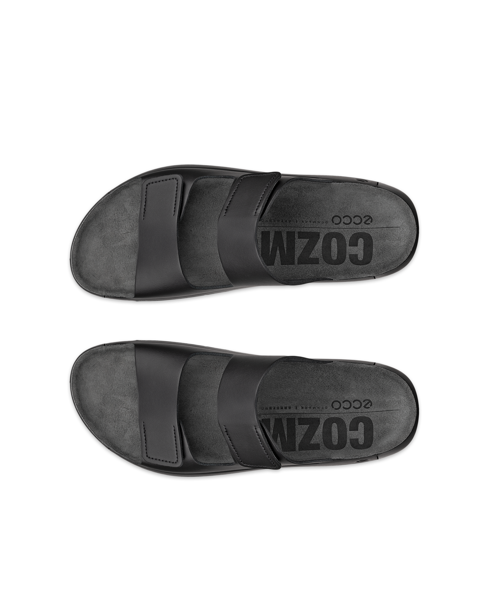 Sandalias con dos tiras de piel ECCO® Cozmo para hombre - Negro - Top left pair