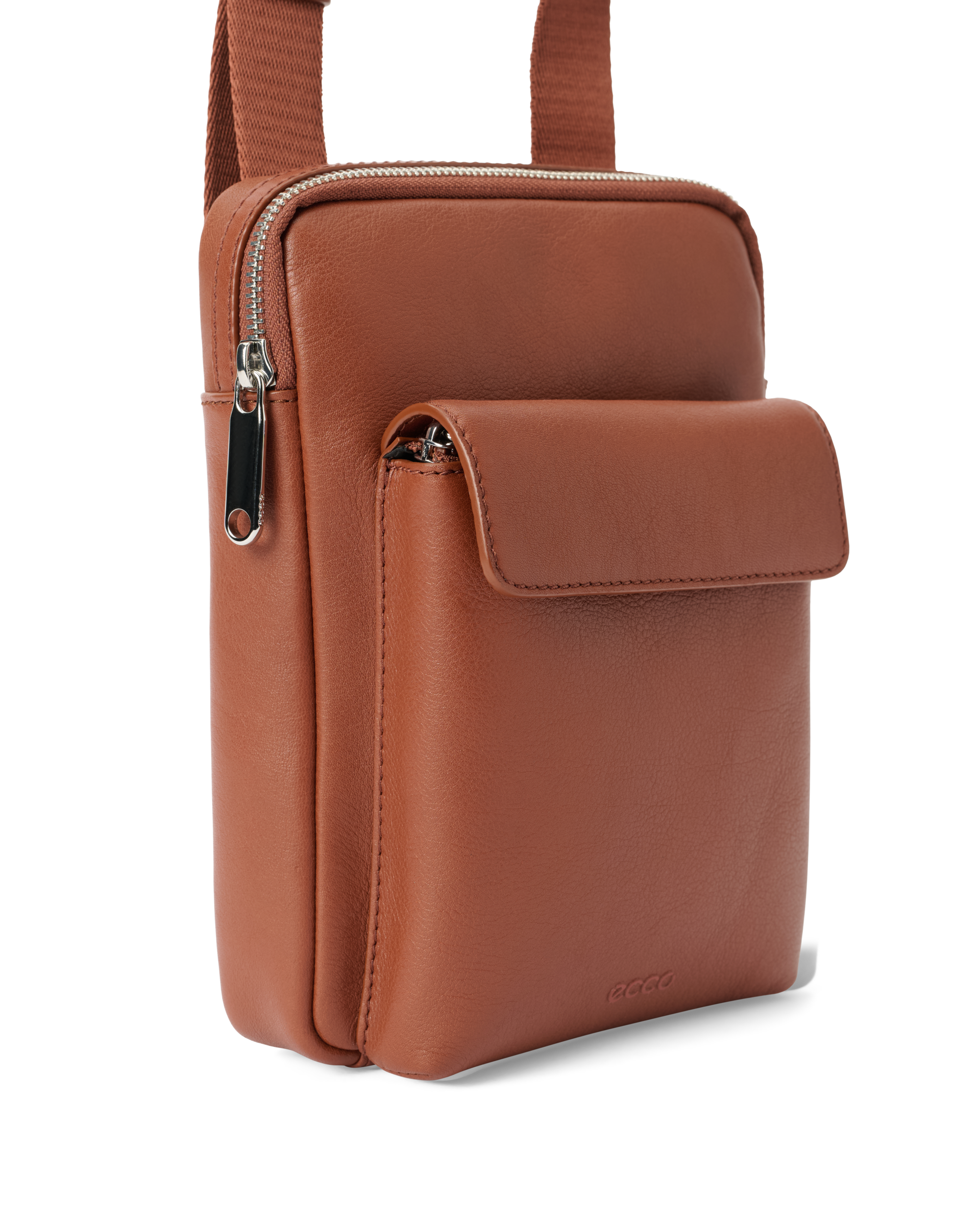 ECCO Flat Pouch City Crossbody レザーショルダーバッグ | ブラウン
