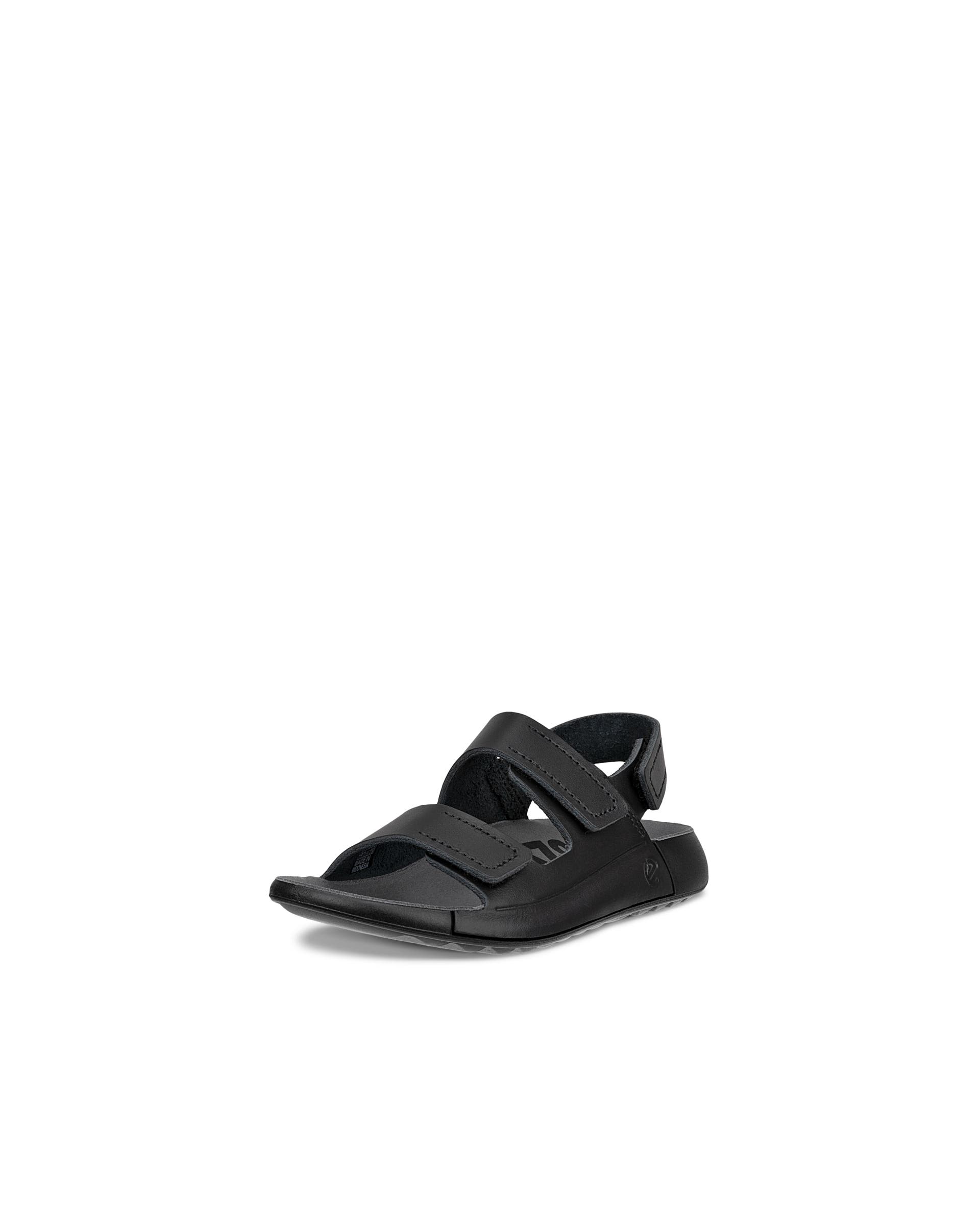Kids' ECCO® Cozmo Leather Two Strap Sandal - Black - Main