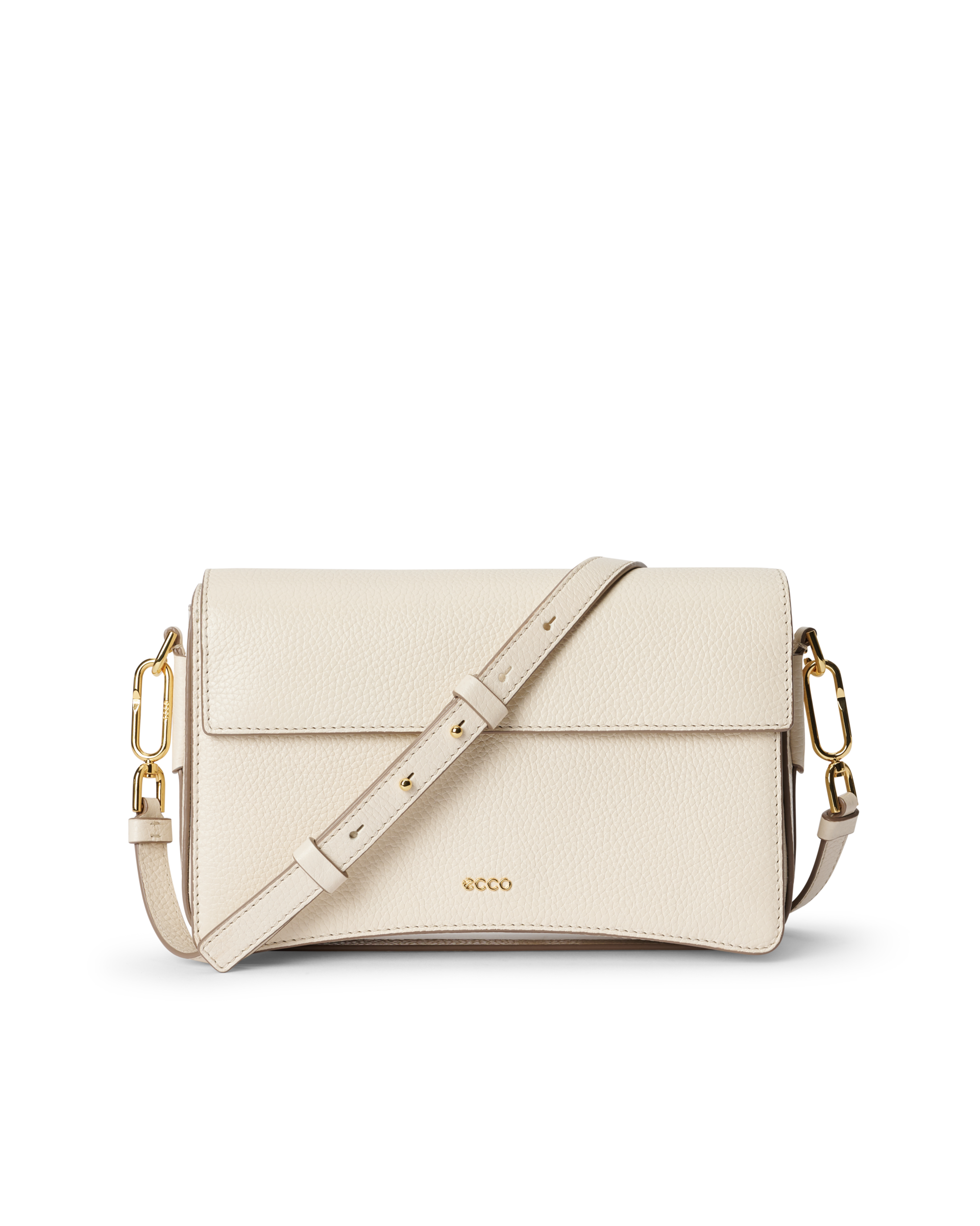 ECCO® Large Pebbled Pinch Leather Crossbody Bag | Beige