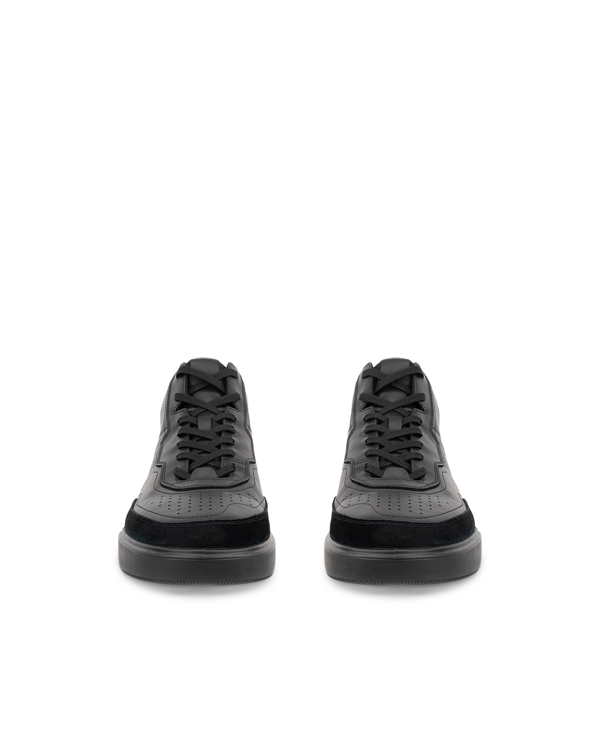 ECCO® STREET COURT Herren High Top-Ledersneaker - Schwarz - Front pair