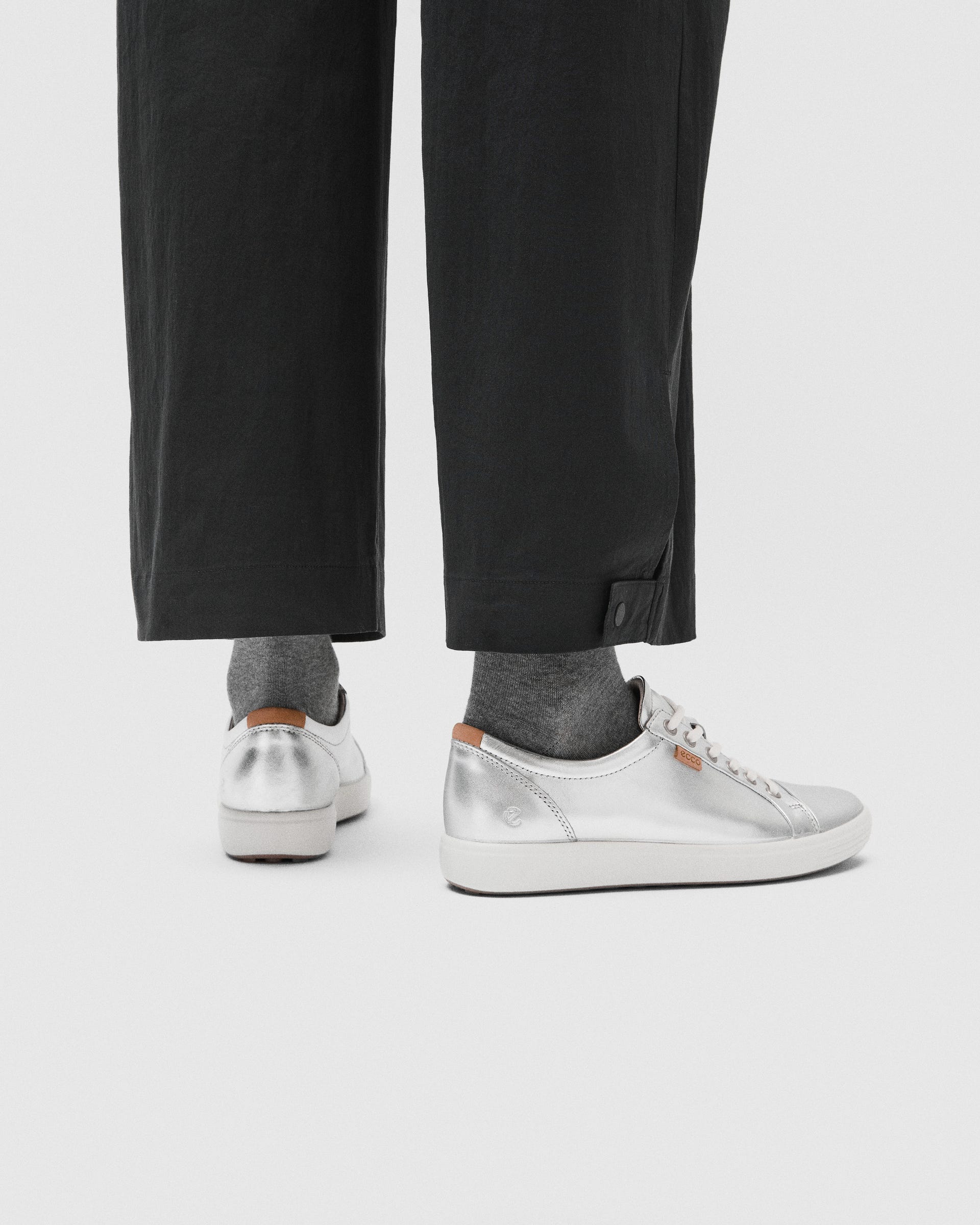 Women's ECCO® Soft 7 Leather Trainer - Silver - Lifestyle image-1