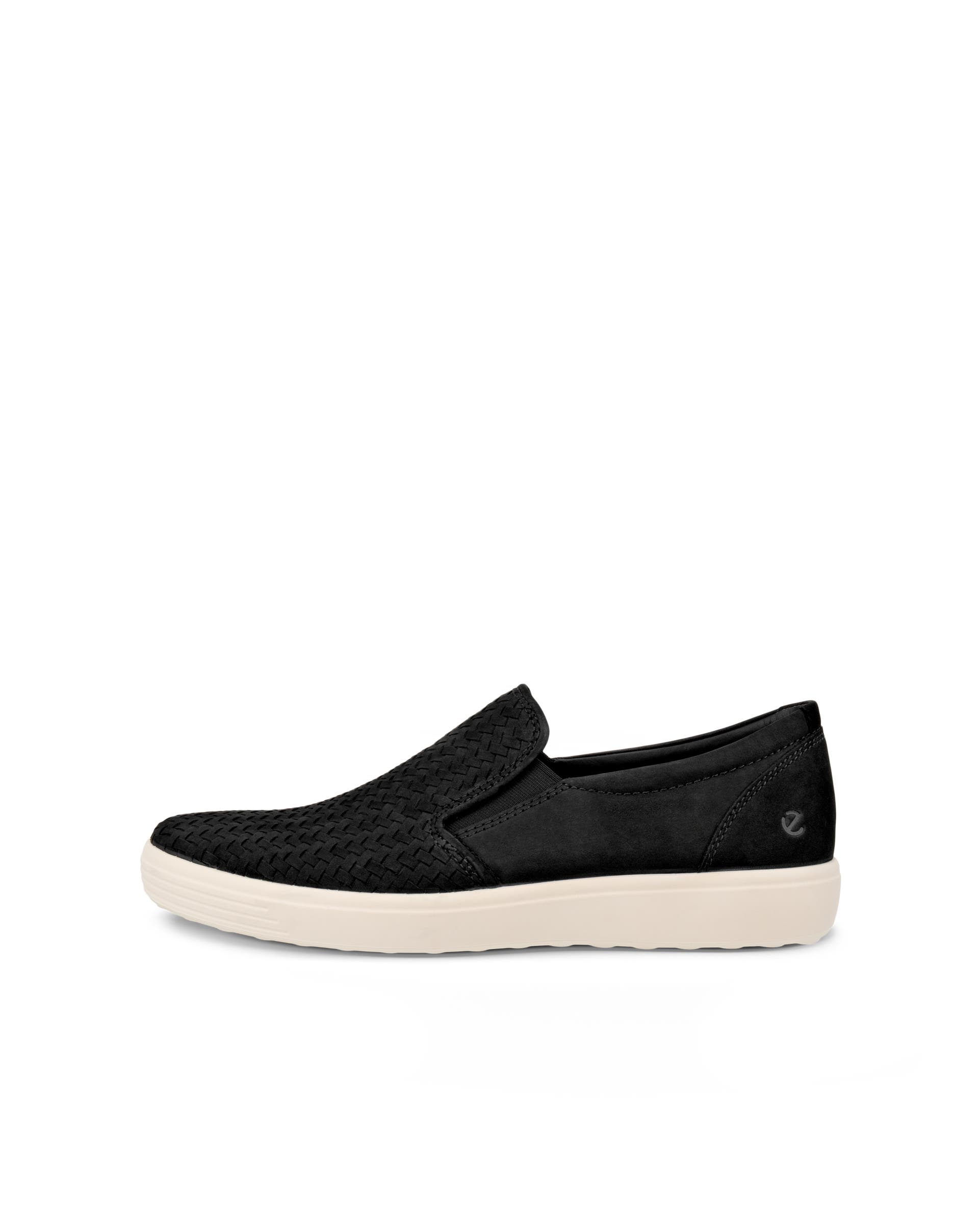 Men's ECCO® Soft 7 Nubuck Slip-On - Black - Outside