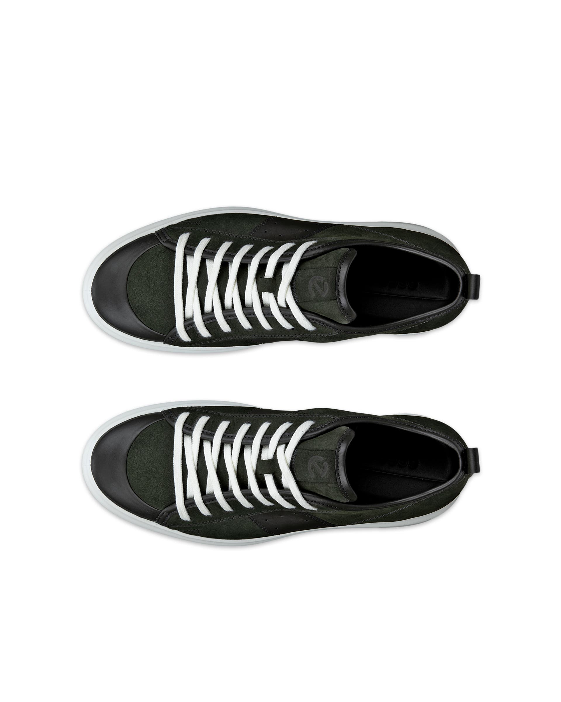 ECCO STREET ACE MENS メンズ レザースニーカー - グリーン - Top left pair