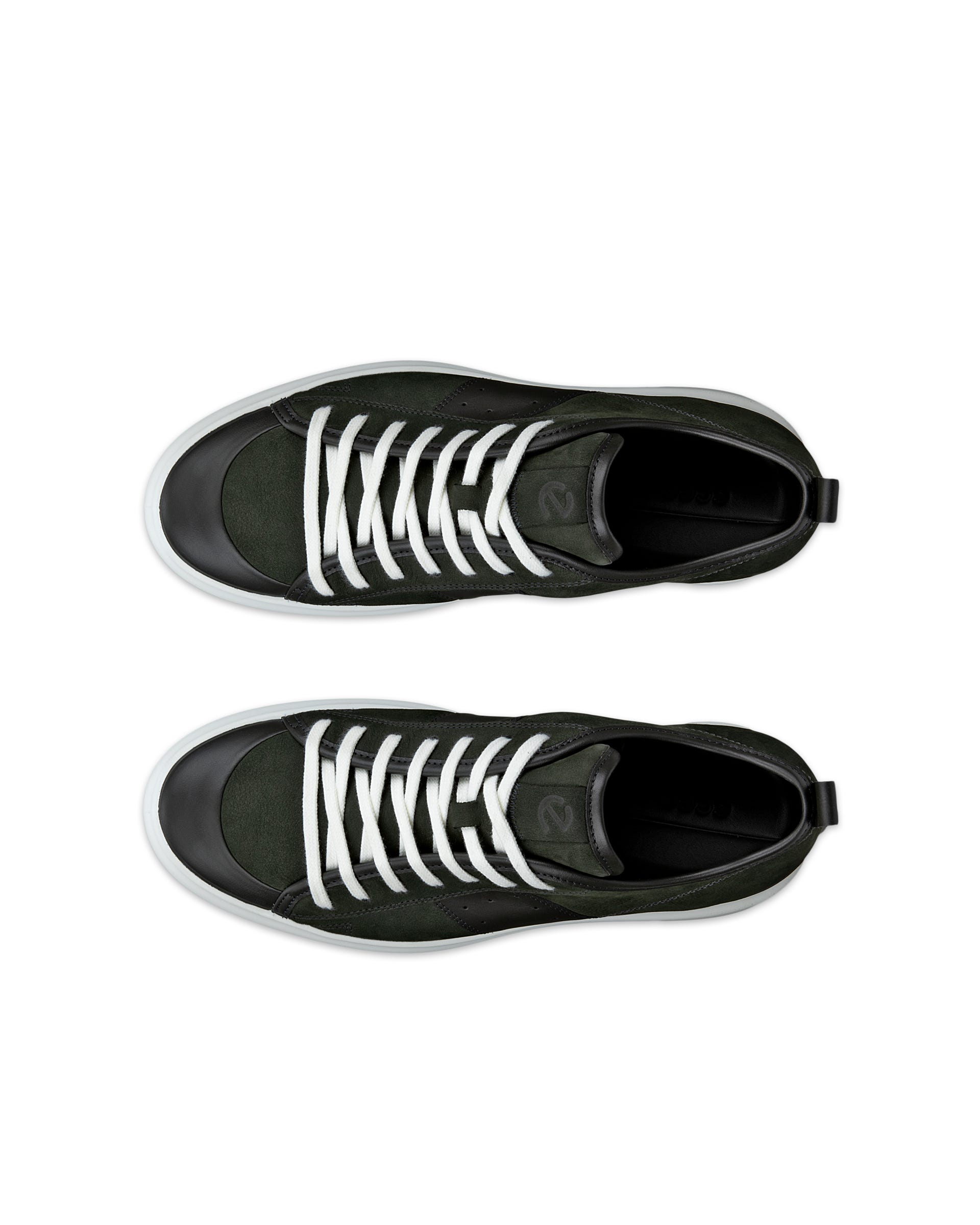 ECCO STREET ACE MENS メンズ レザースニーカー - グリーン - Top left pair