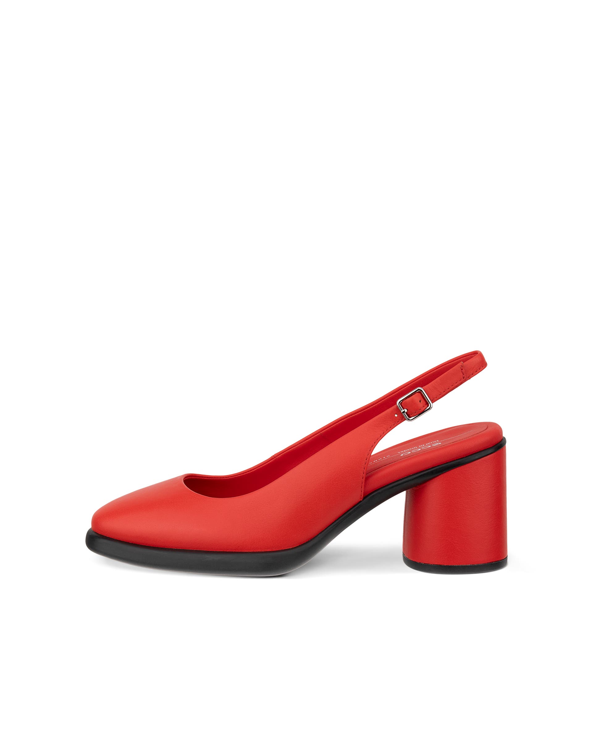 Women's ECCO® Sculpted LX 55 Leather Block-Heeled Pump - Red - Outside