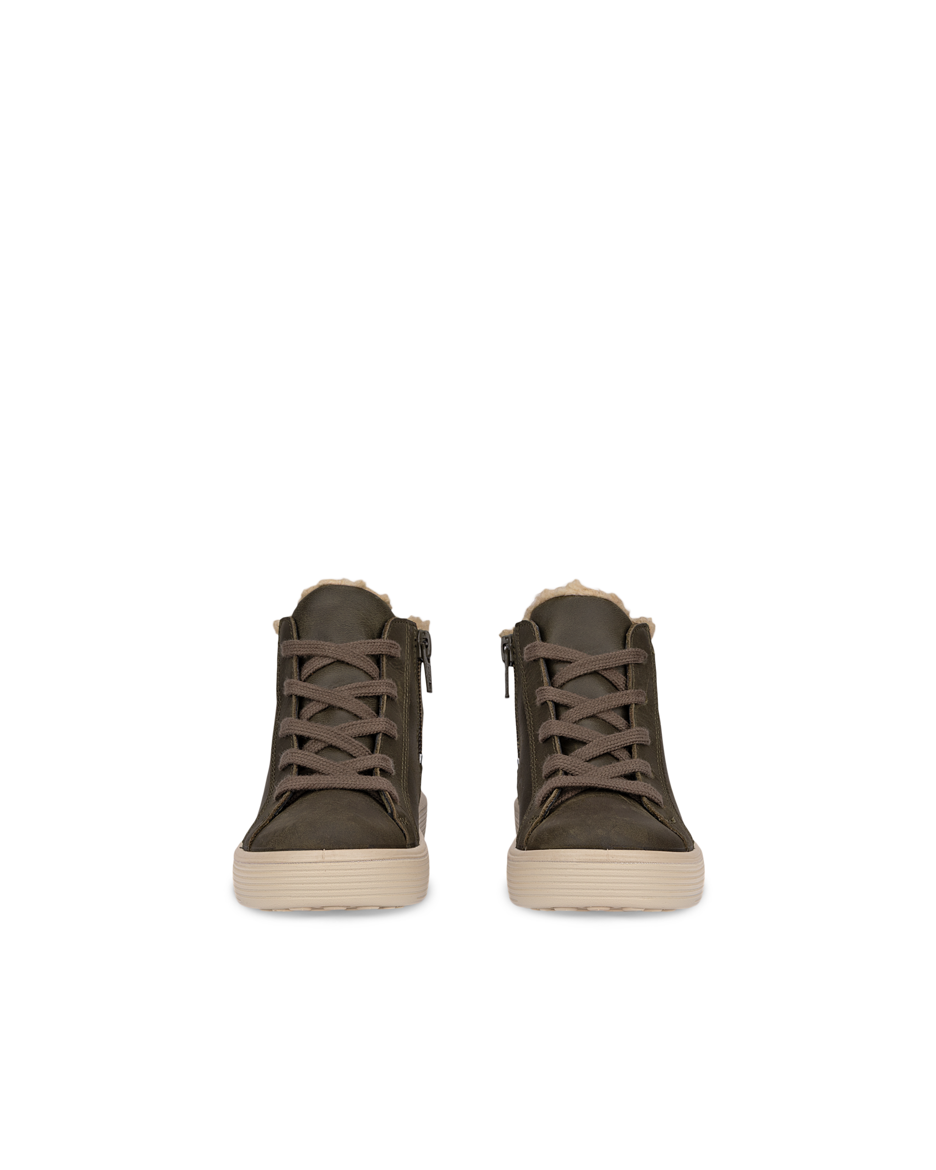 Kids' ECCO® SOFT 60 Nubuck Waterproof Ankle Boot - Green - Front pair