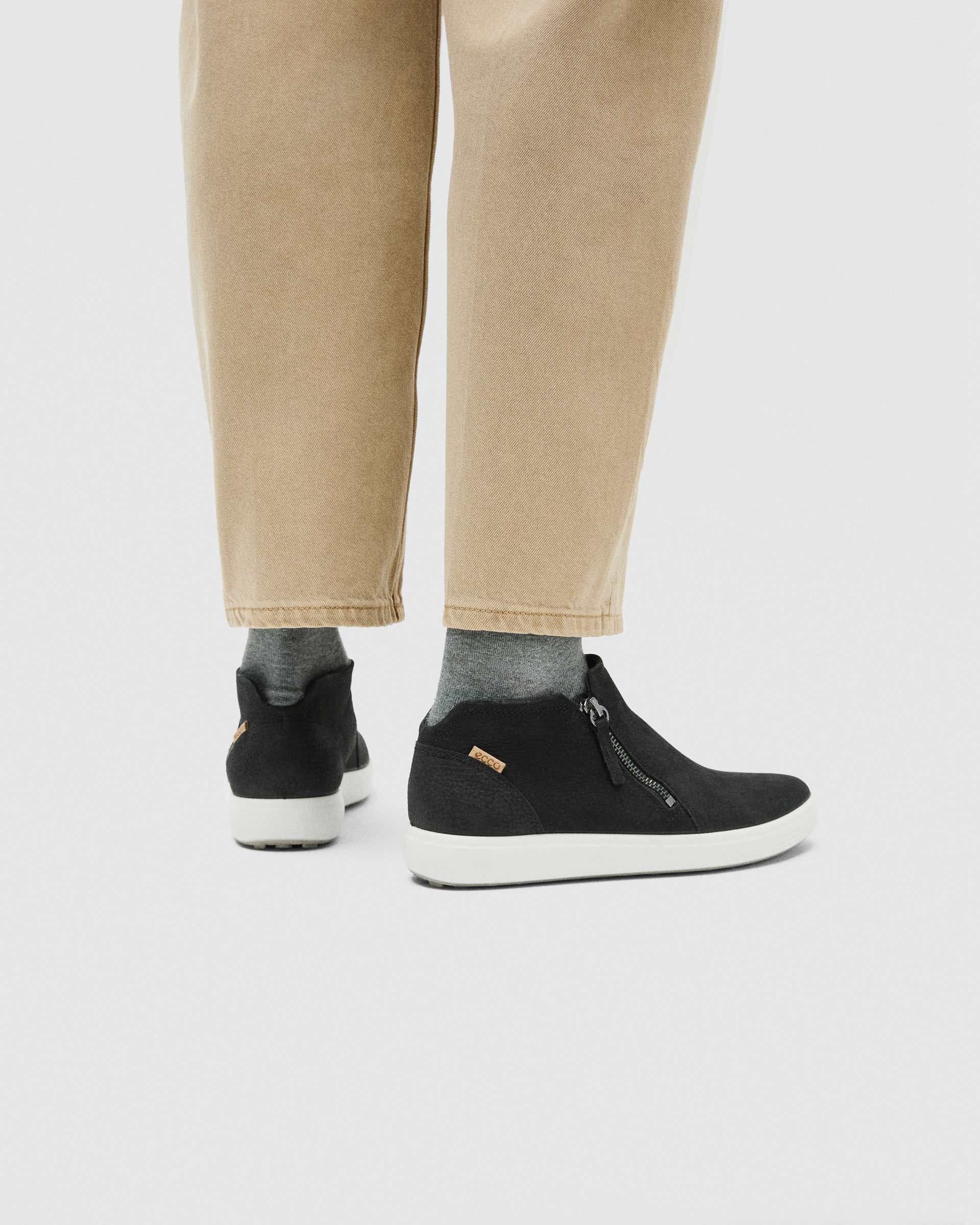 Women's ECCO® Soft 7 Nubuck Zip Bootie - Black - Lifestyle image-1