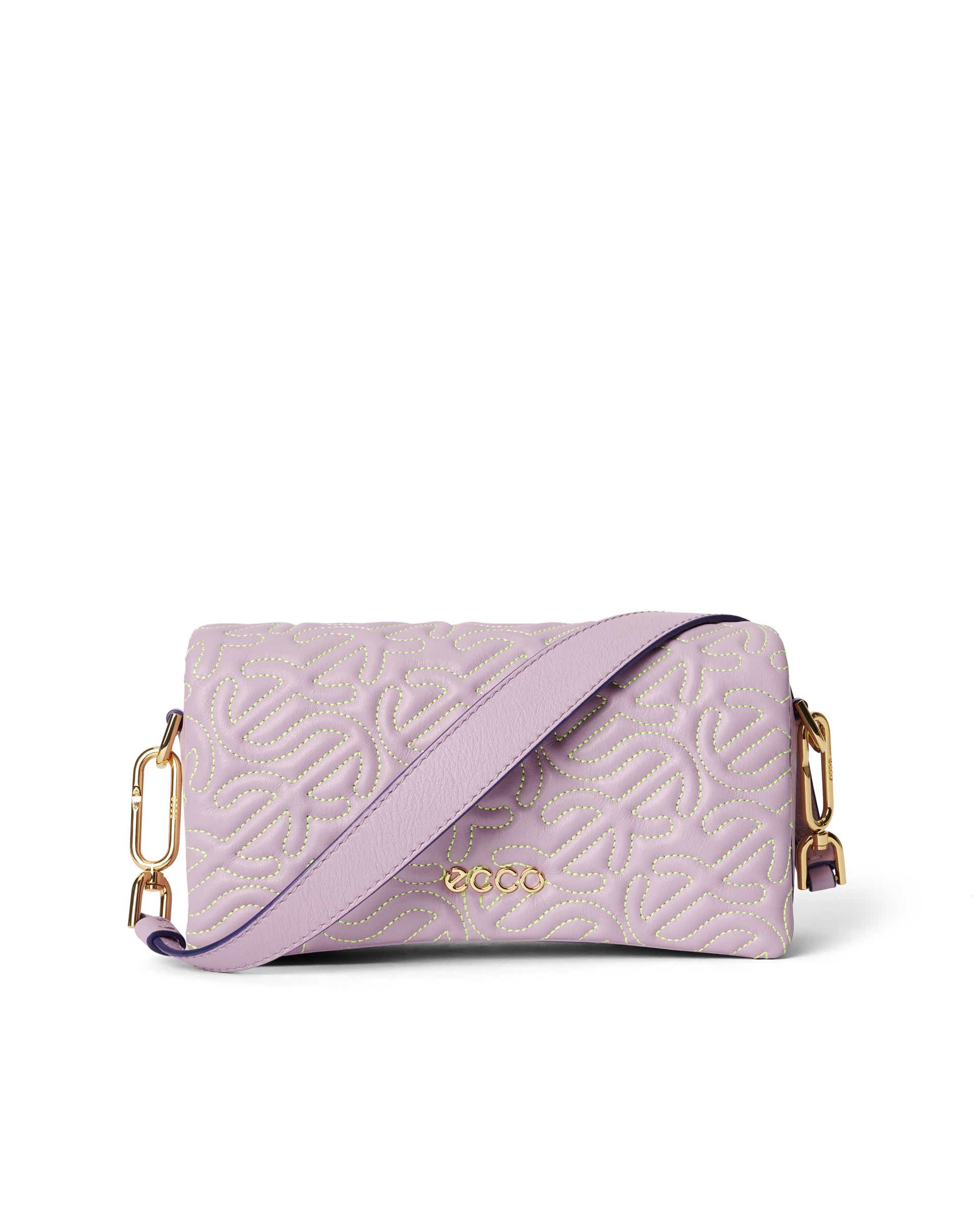 ECCO® Quilted Wave Small Pinch Leather Shoulder Bag - Purple - Main