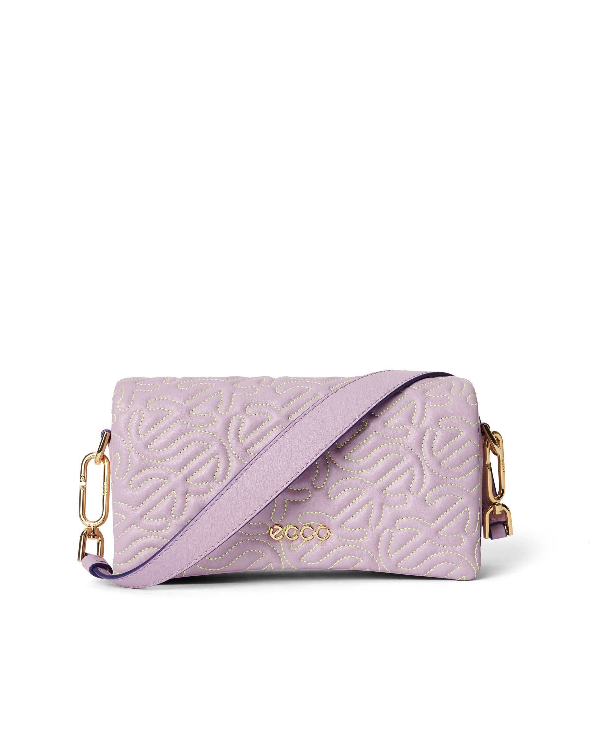 ECCO® Quilted Wave Small Pinch Leather Shoulder Bag - Purple - Main