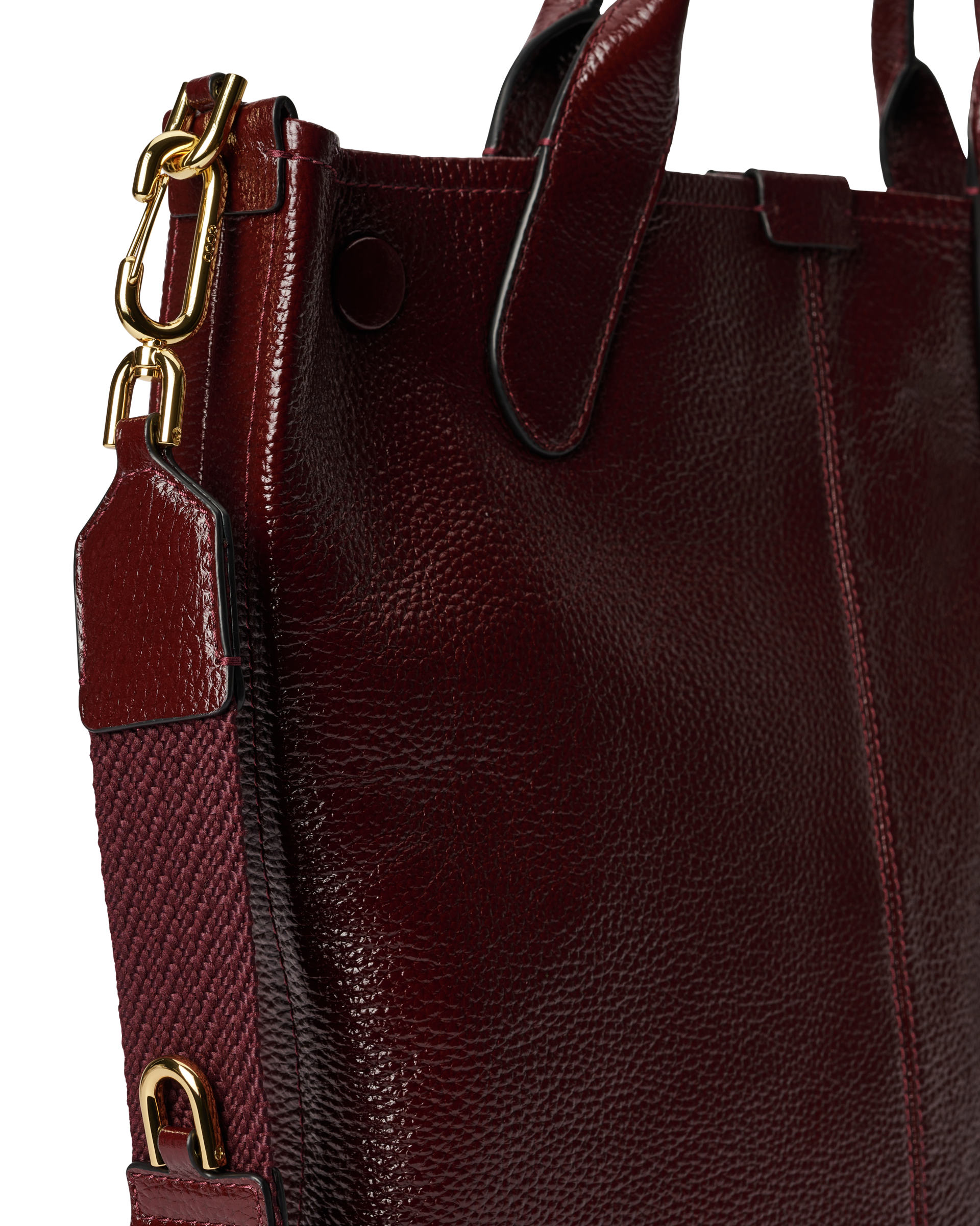 ECCO Tote Soft North South Shine Pebbled レザートートバッグ | レッド