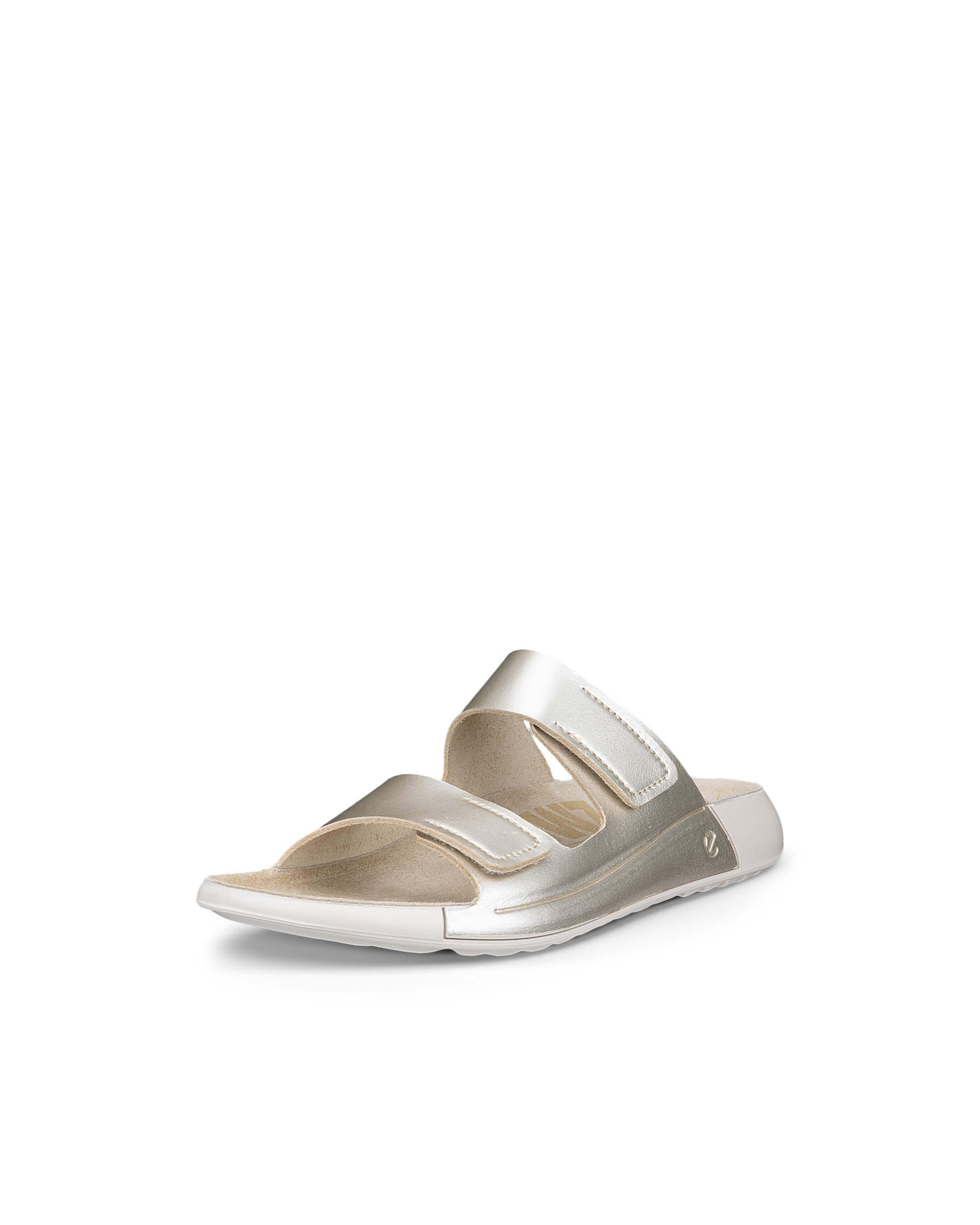 靴 ECCO COZMO WOMEN'S SANDALS Damskie skórzane klapki ECCO® Cozmo | Metaliczny