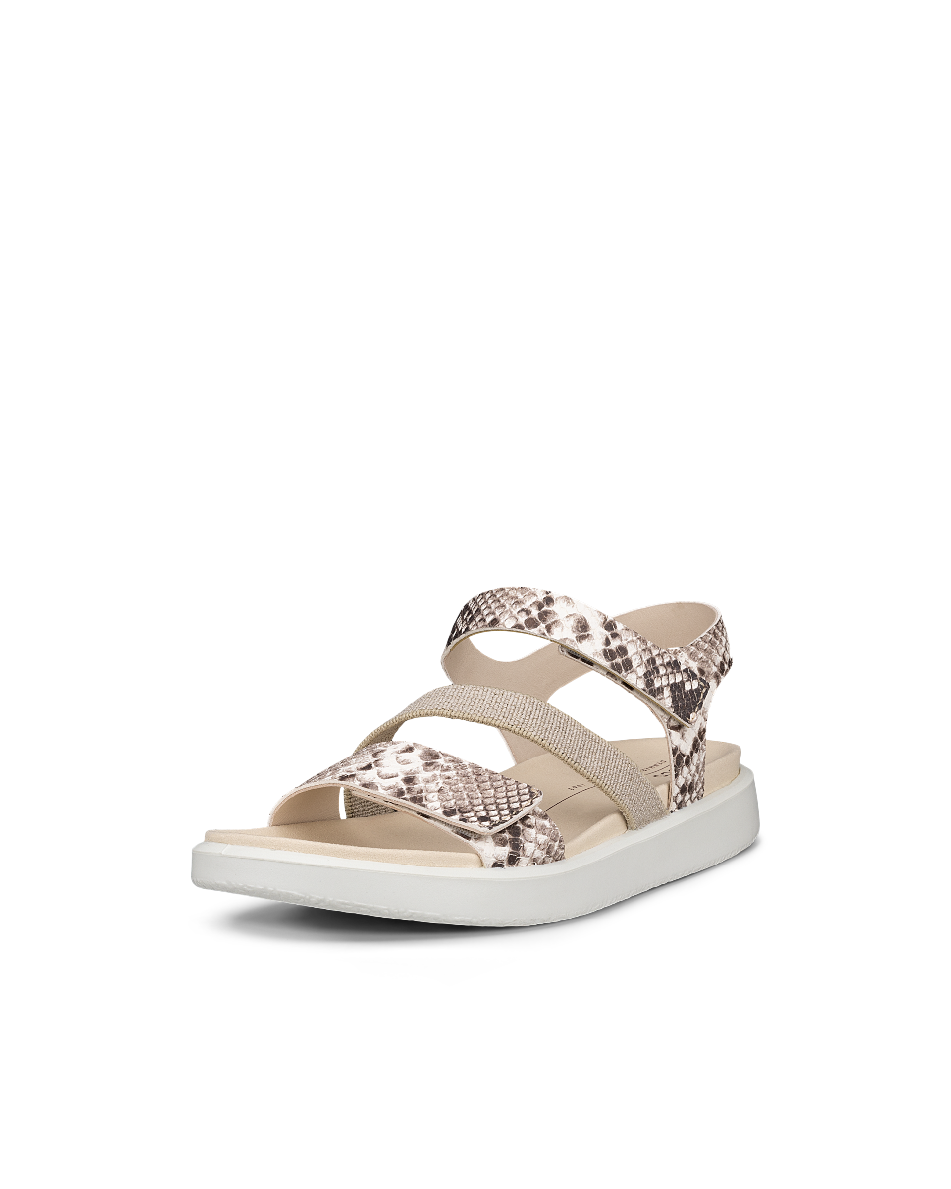 ECCO® Flowt Dames leren platte sandaal - Beige - Main