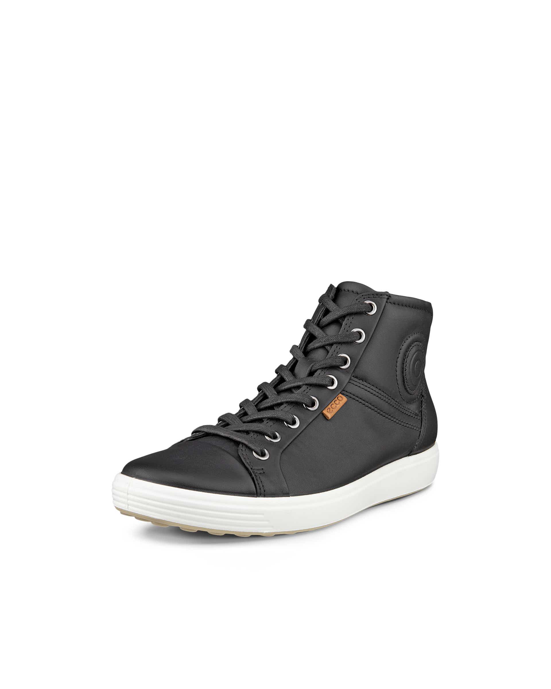 ECCO® Soft 7 Dames hoge leren sneaker - Zwart - Main