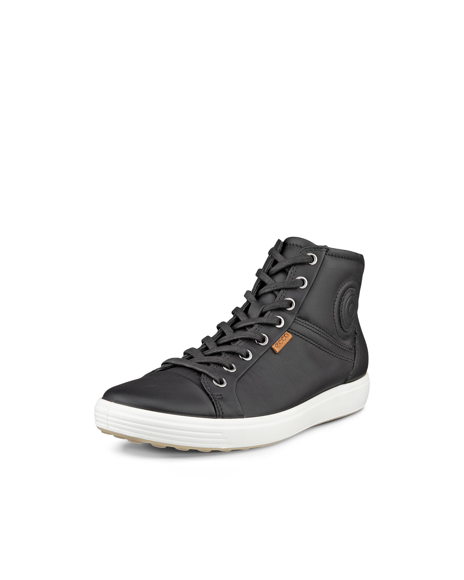 ECCO® Soft 7 Dames hoge leren sneaker - Zwart - Main