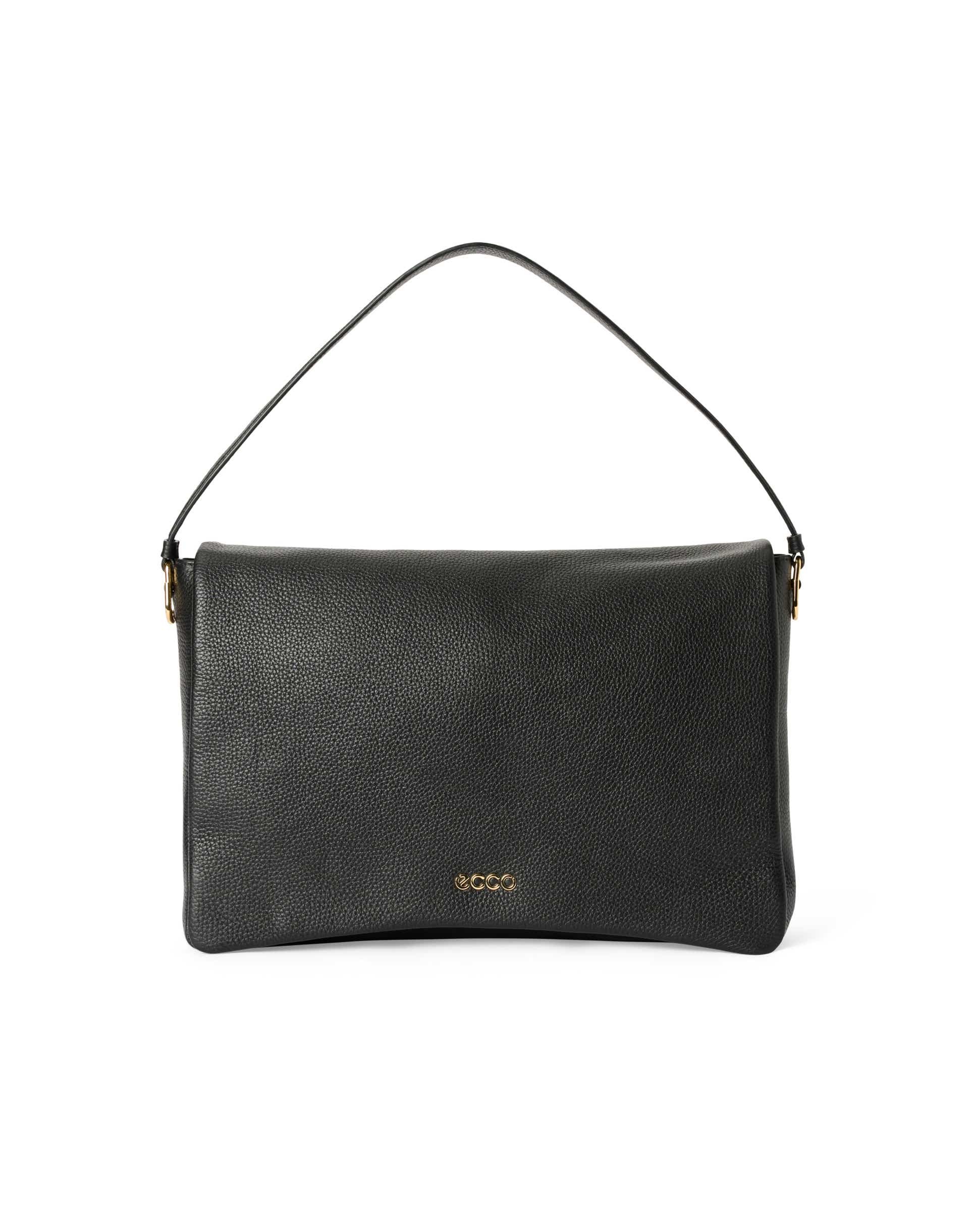 ECCO® Extra-Large Pinch Leather Shoulder Bag | Black