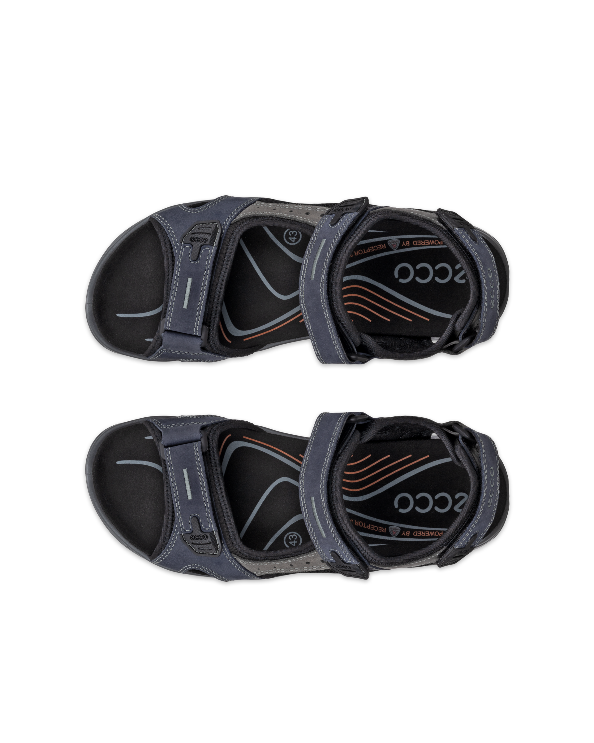 Men's ECCO® Offroad Nubuck Outdoor Sandal - Blue - Top left pair