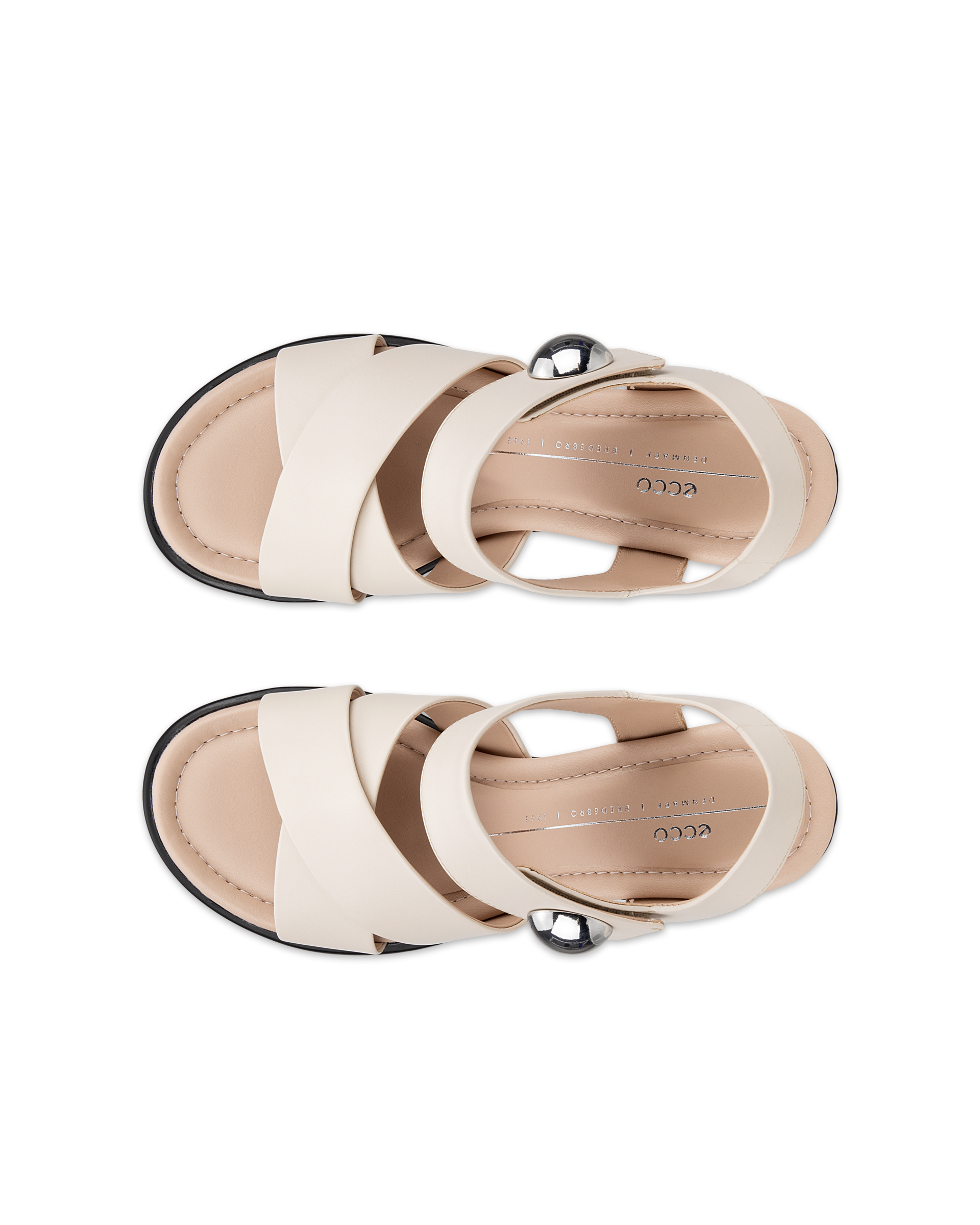 ECCO Sculpted LX 55 ウィメンズ レザーヒールサンダル - ベージュ - Top left pair